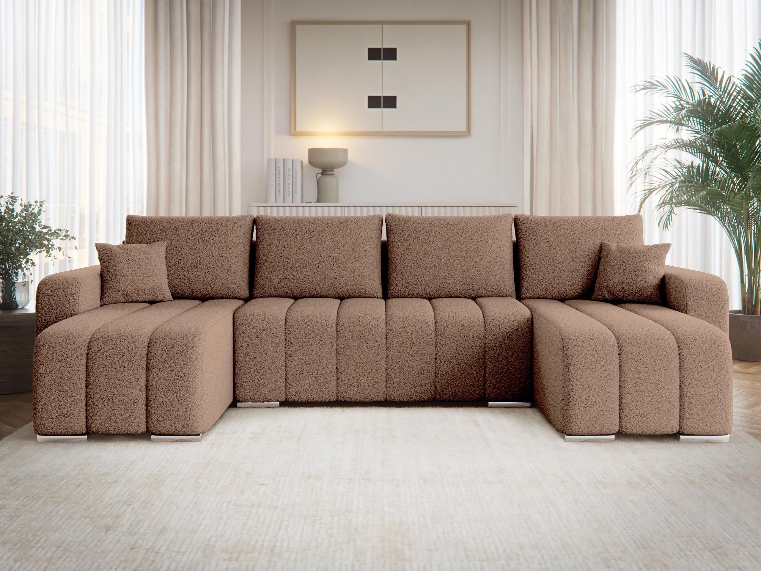 WOHNLANDSCHAFT Pufetto U Boucle Textil MIRJAN24 Möbel > Sofas & Couches > Wohnlandschaften > Wohnlandschaften U-Form Braun