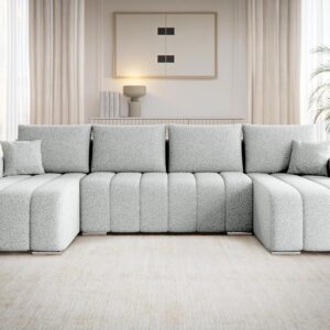 wohnli-moebel-suche-800001432829-1 WOHNLANDSCHAFT Pufetto U Boucle Textil MIRJAN24 Möbel > Sofas & Couches > Wohnlandschaften > Wohnlandschaften U-Form Grau