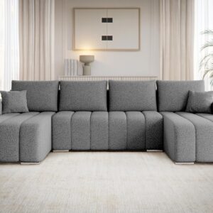 wohnli-moebel-suche-800001432834-1 WOHNLANDSCHAFT Pufetto U Boucle Textil MIRJAN24 Möbel > Sofas & Couches > Wohnlandschaften > Wohnlandschaften U-Form Grau