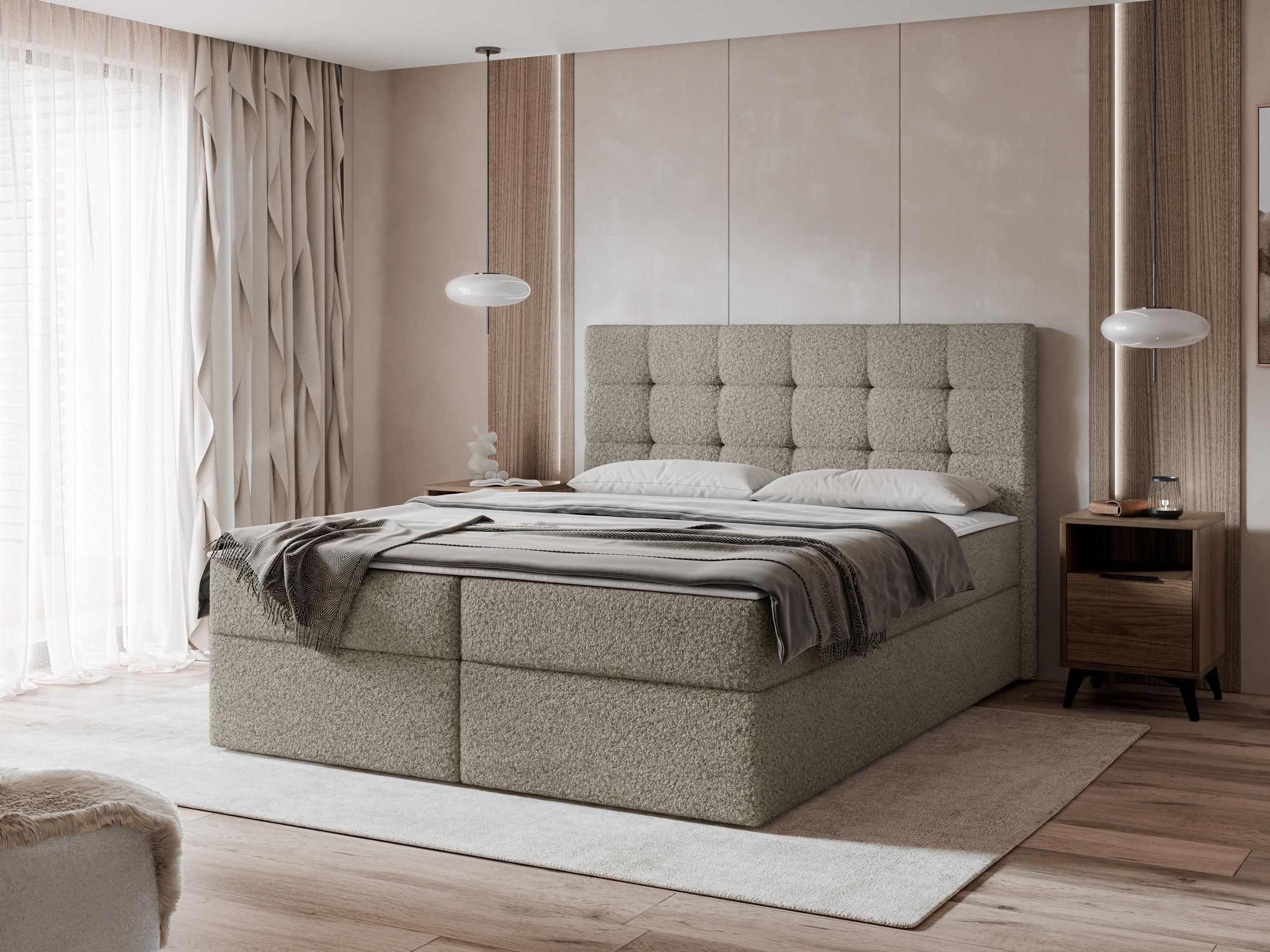 BOXBETT Luanda Boucle - H3 Textil MIRJAN24 Möbel > Betten > Boxspringbetten Braun
