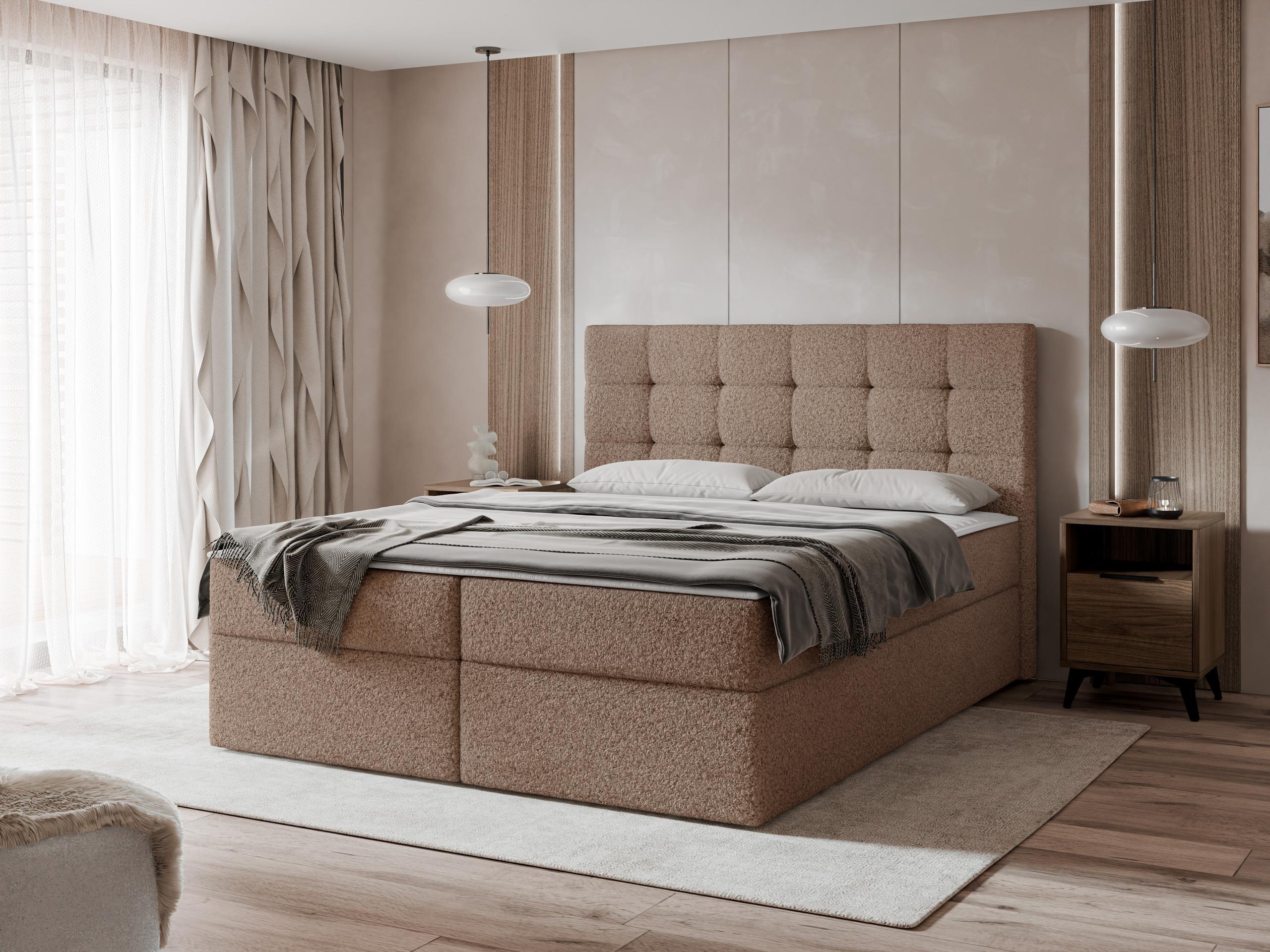 BOXBETT Luanda Boucle - H3 Textil MIRJAN24 Möbel > Betten > Boxspringbetten Braun