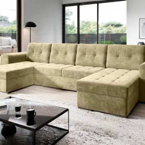 WOHNLANDSCHAFT Bari U Textil MIRJAN24 Möbel > Sofas & Couches > Wohnlandschaften > Wohnlandschaften U-Form Beige