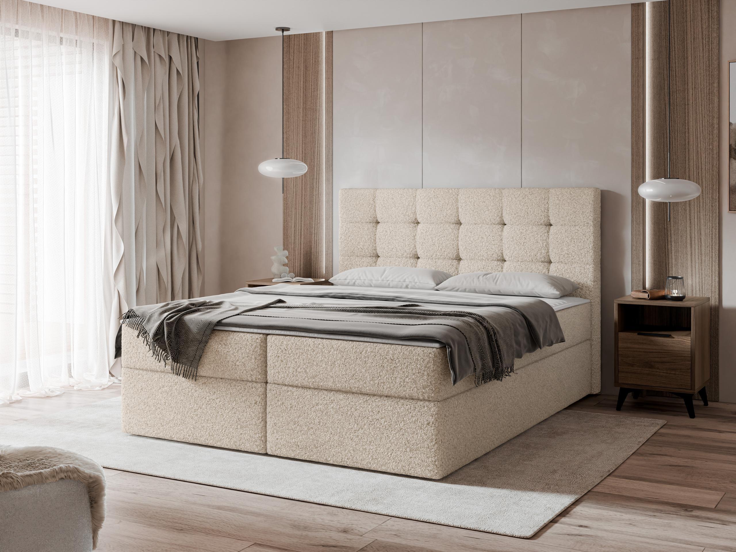 BOXBETT Luanda Boucle - H3 Textil MIRJAN24 Möbel > Betten > Boxspringbetten Beige