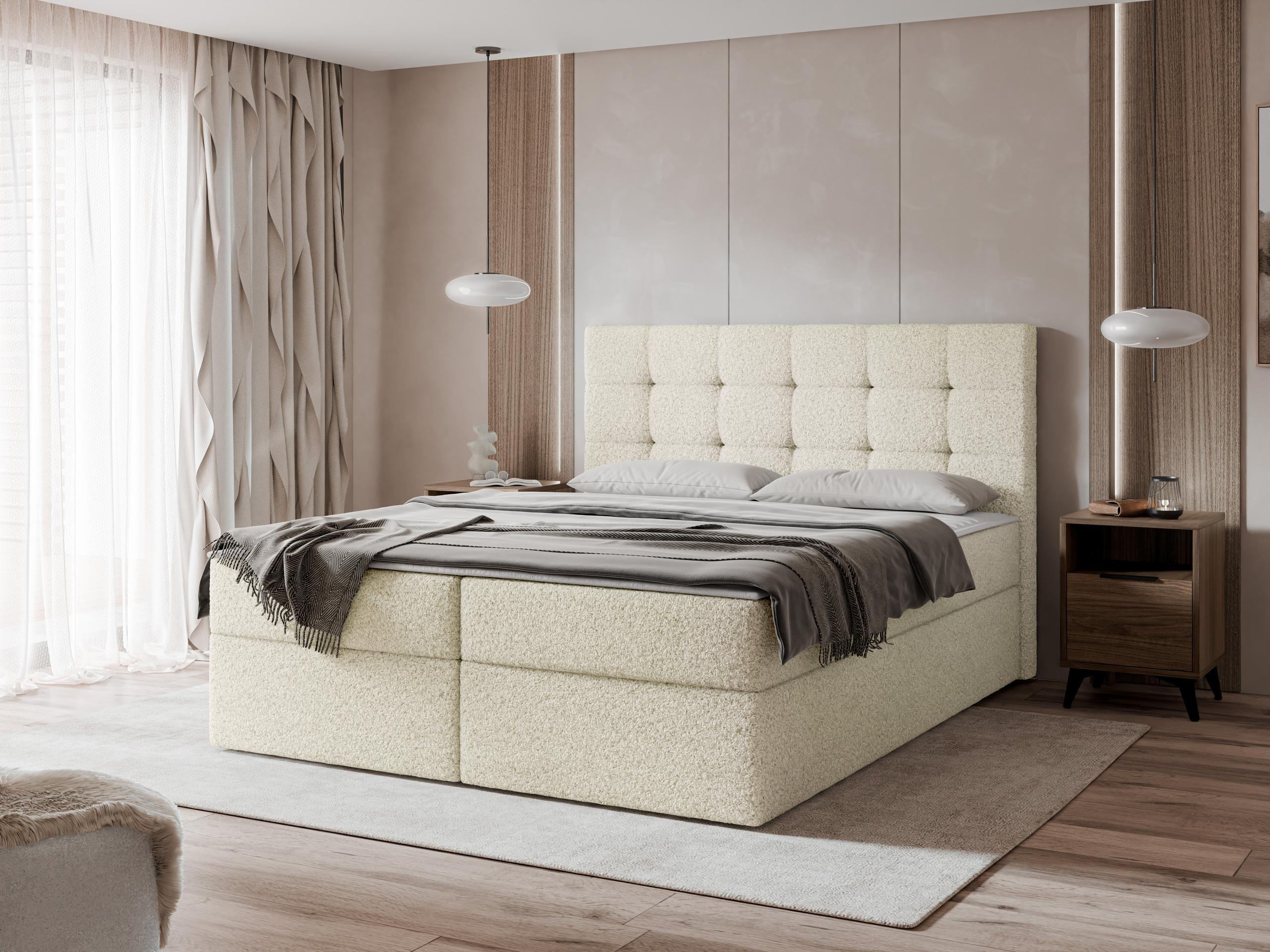 BOXBETT Luanda Boucle - H3 Textil MIRJAN24 Möbel > Betten > Boxspringbetten Weiß