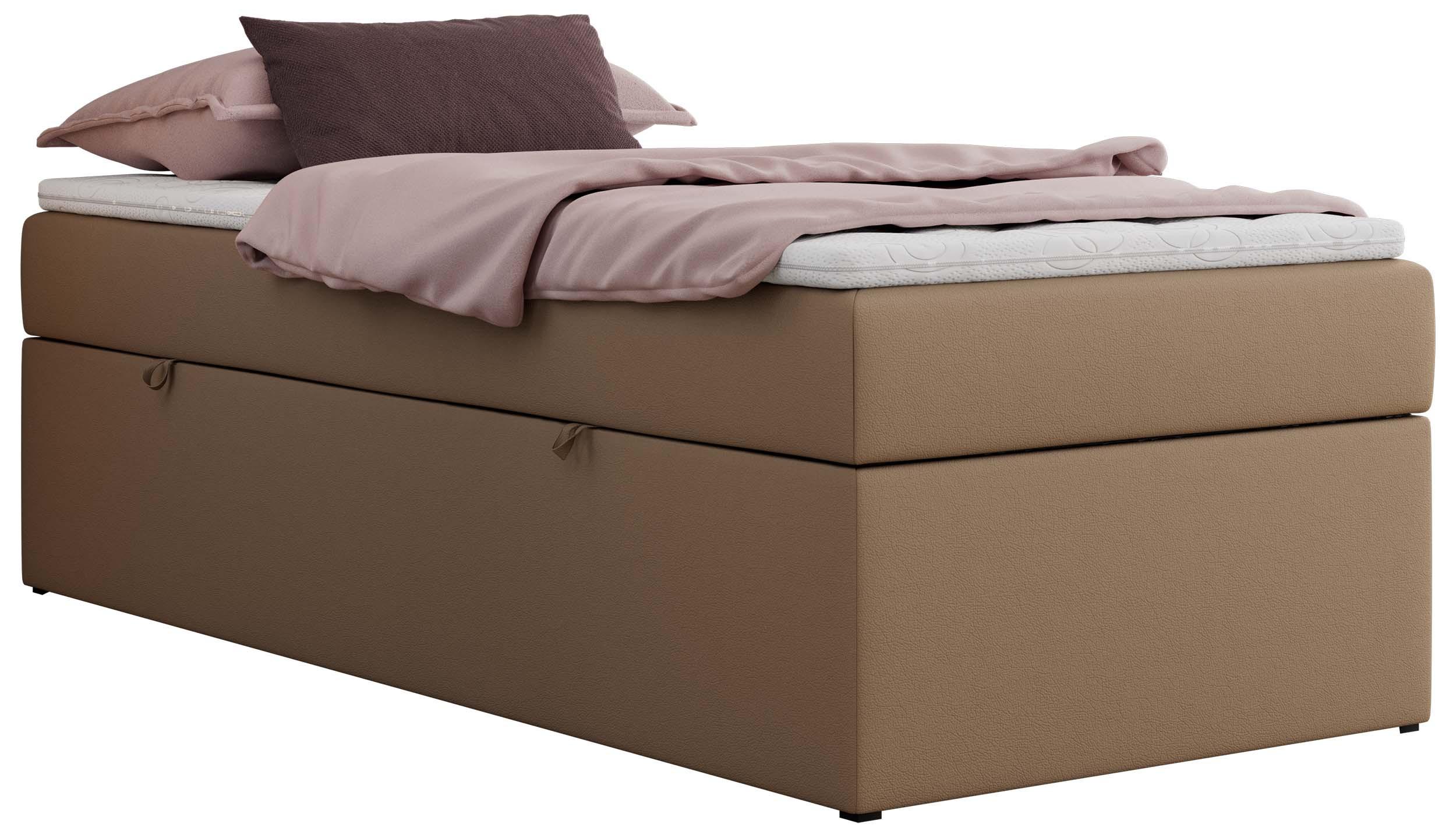 wohnli-moebel-suche-800001438166 Wohnli Möbelsuche - BOXBETT ZERO 90/200 - Braun Plüsch - H4 - Topper Visco