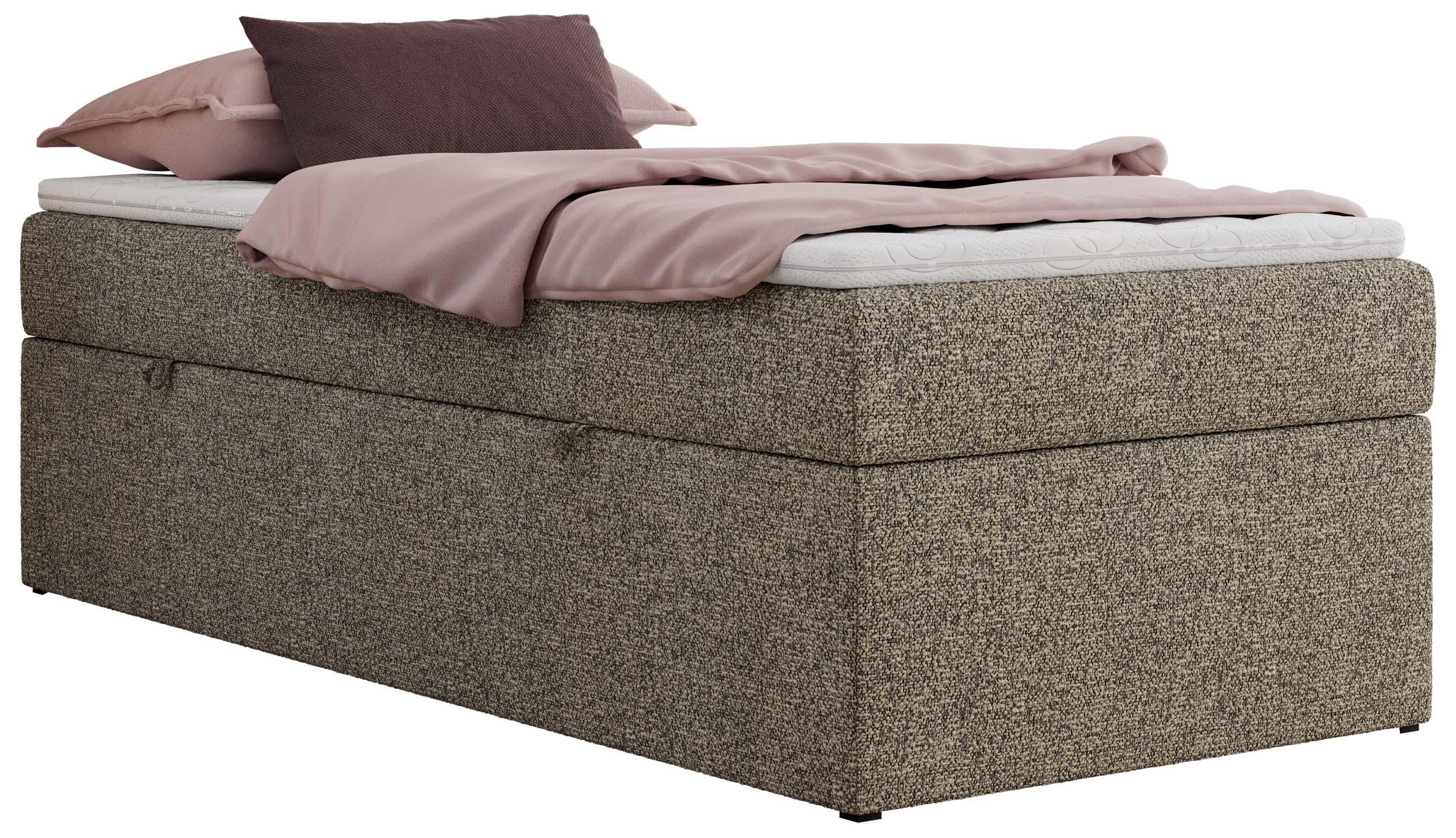 wohnli-moebel-suche-800001438228 Wohnli Möbelsuche - BOXBETT ZERO 90/200 - Grau Struktur - H3 - Topper Visco