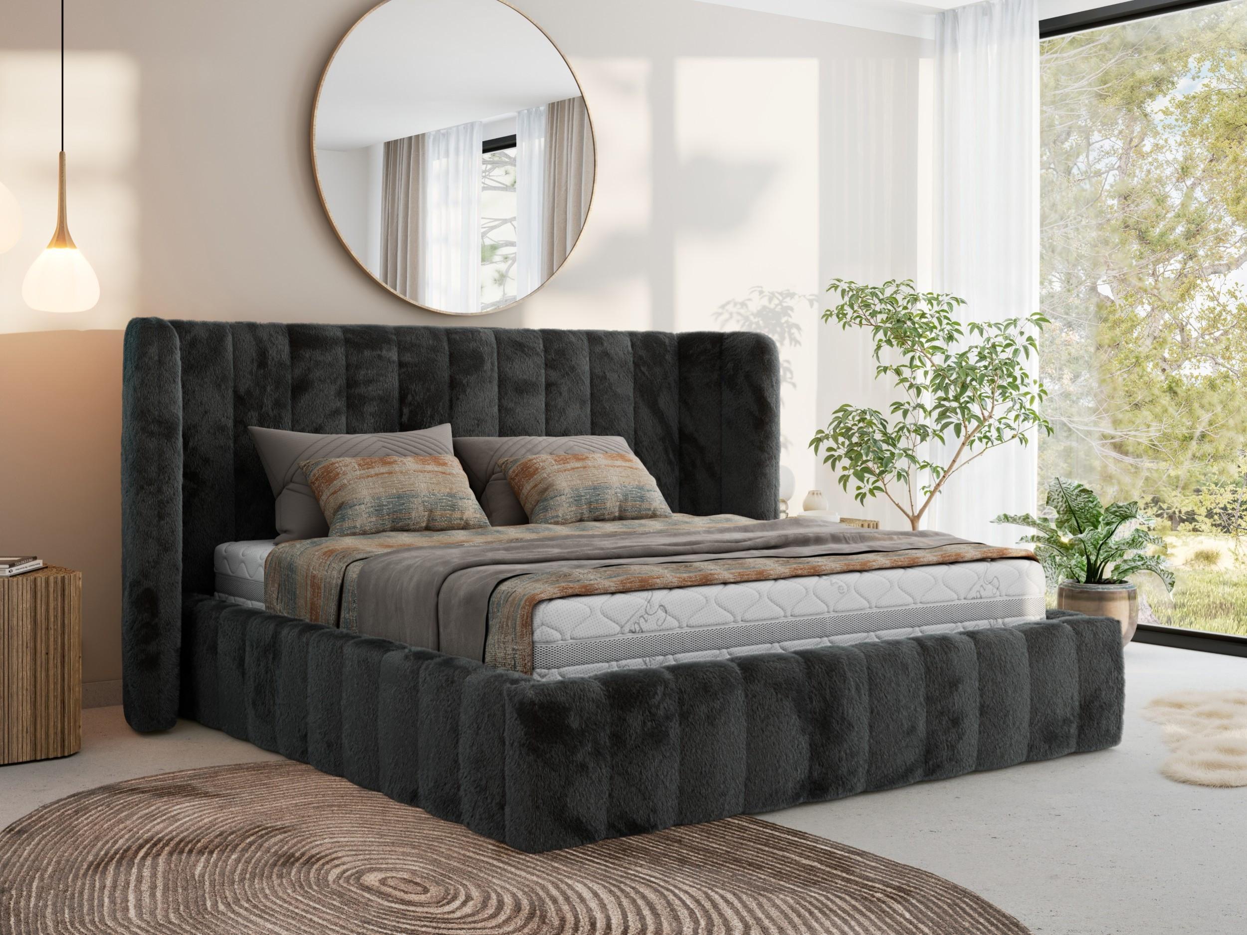 wohnli-moebel-suche-800001438301-1 POLSTERBETT GOLETTA CLASSIC 140/200 - Dunkelgrau Plüsch - Multipocket-Matratze Textil MKS Möbel > Betten > Polsterbetten Grau