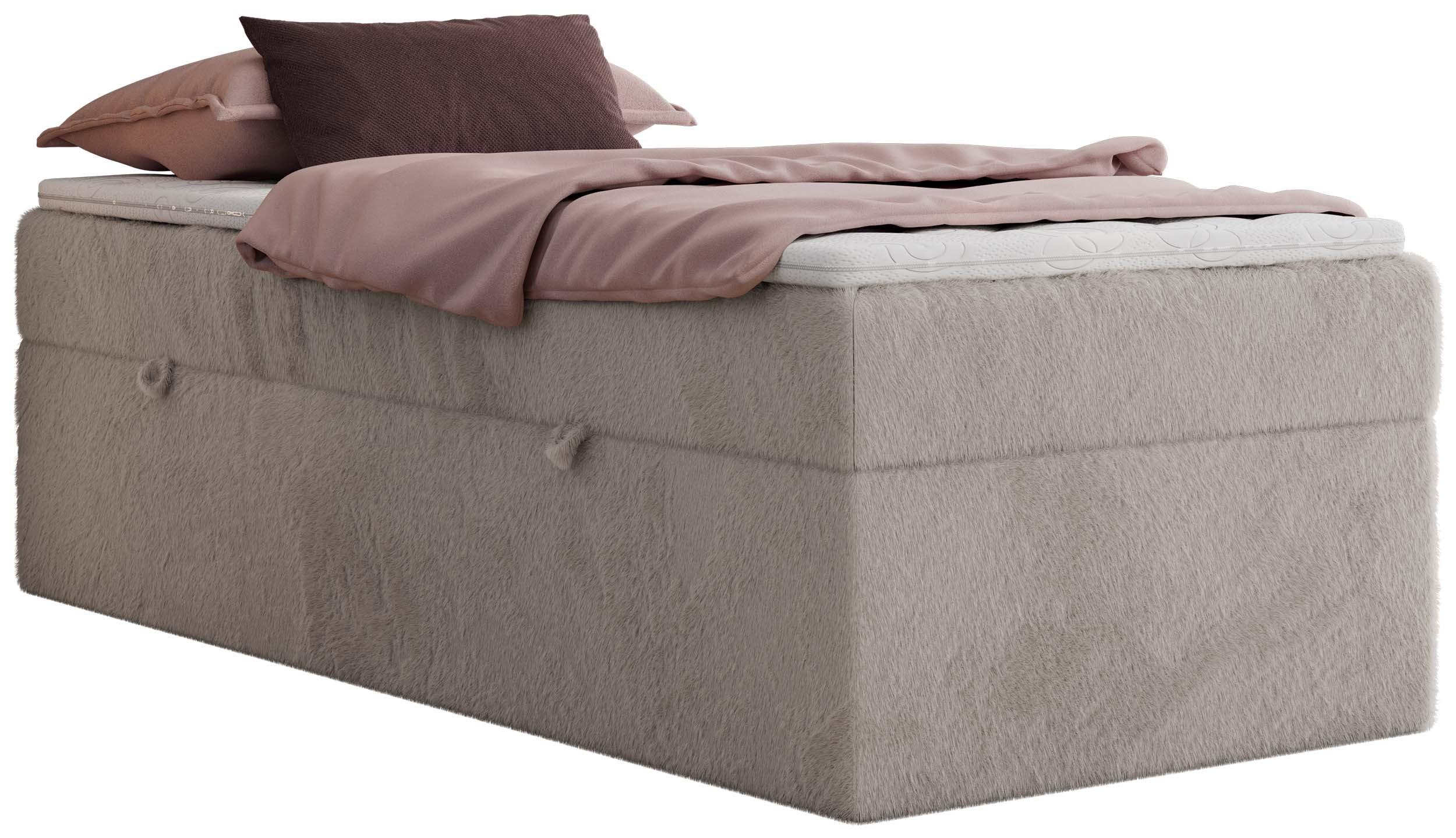 wohnli-moebel-suche-800001438322 Wohnli Möbelsuche - BOXBETT ZERO 90/200 - Hellgrau Plüsch - H3 - Topper Visco