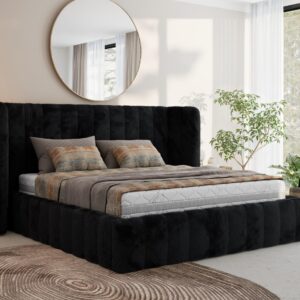 wohnli-moebel-suche-800001438358-1 POLSTERBETT GOLETTA CLASSIC 180/200 - Schwarz Plüsch - Multipocket-Matratze Textil MKS Möbel > Betten > Polsterbetten Schwarz