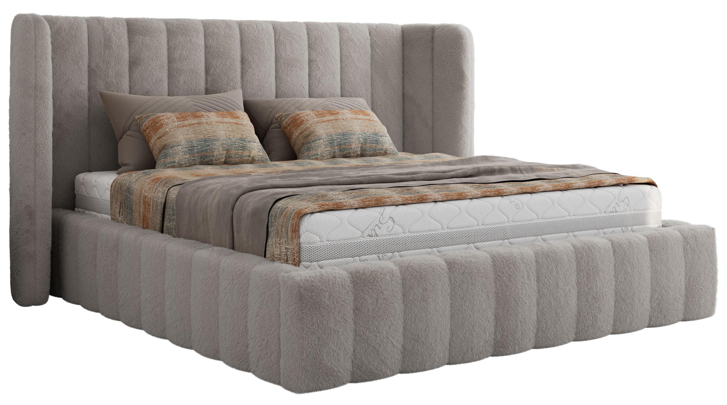 wohnli-moebel-suche-800001438383 Wohnli Möbelsuche - POLSTERBETT GOLETTA CLASSIC 140/200 - Hellgrau Plüsch - Schaum-Matratze