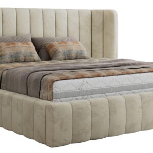 Wohnli Möbelsuche - POLSTERBETT GOLETTA CLASSIC 140/200 - Beige Velvet - Multipocket-Matratze