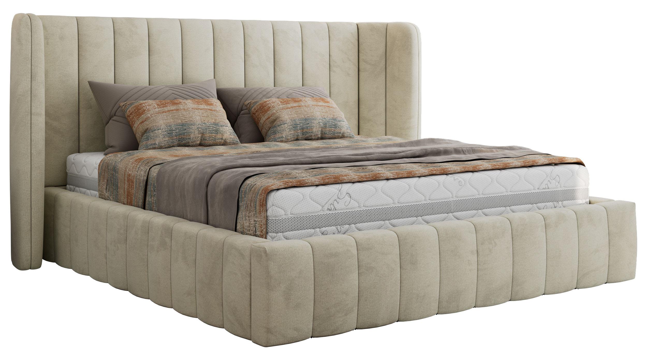 Wohnli Möbelsuche - POLSTERBETT GOLETTA CLASSIC 140/200 - Beige Velvet - Multipocket-Matratze