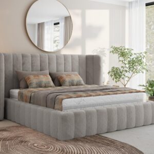 wohnli-moebel-suche-800001438444-1 POLSTERBETT GOLETTA CLASSIC 180/200 - Hellgrau Plüsch - ohne Matratze Textil MKS Möbel > Betten > Polsterbetten Grau
