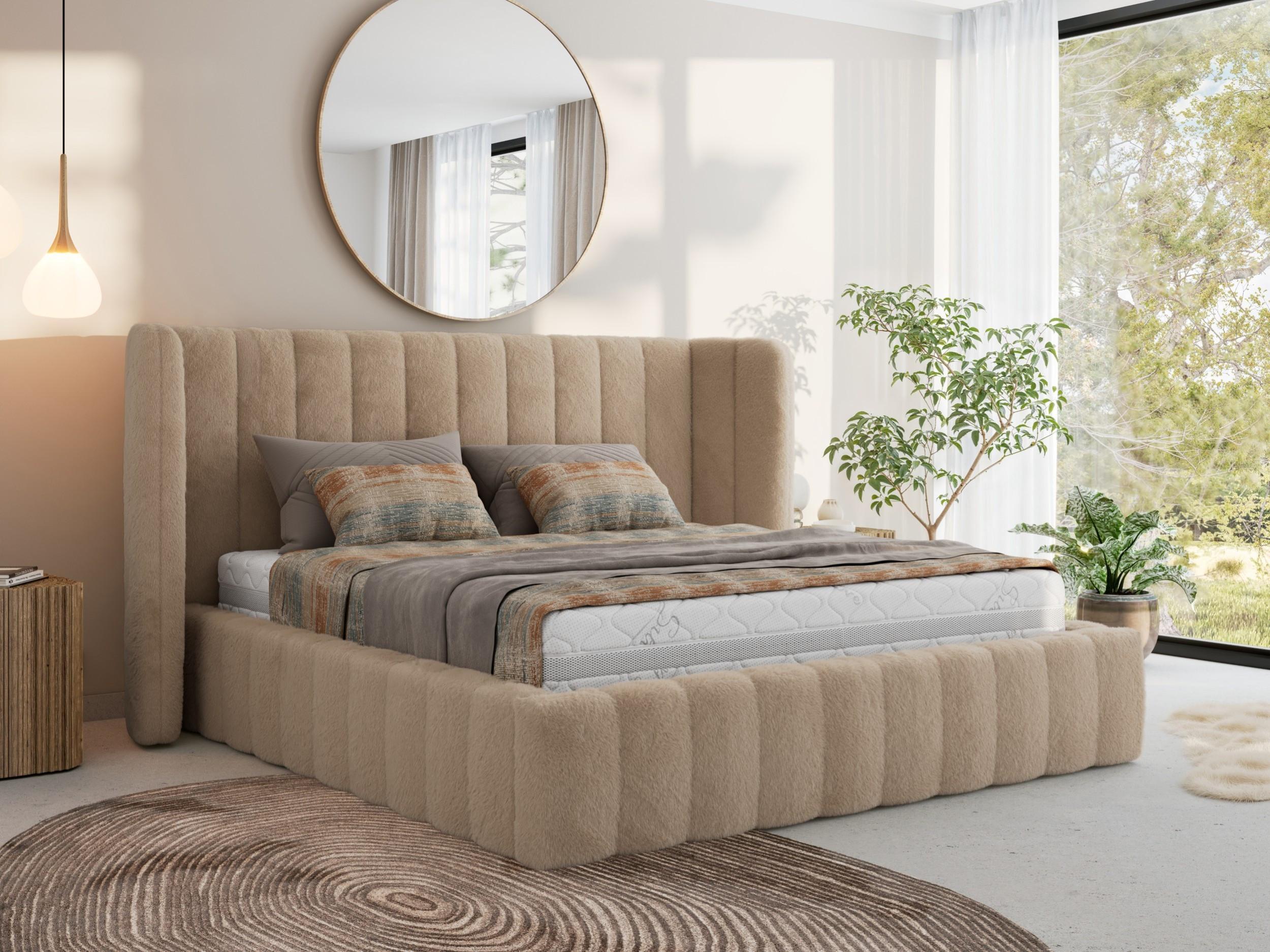 wohnli-moebel-suche-800001438448-1 POLSTERBETT GOLETTA CLASSIC 140/200 - Beige Plüsch - Pocket-Matratze Textil MKS Möbel > Betten > Polsterbetten Beige