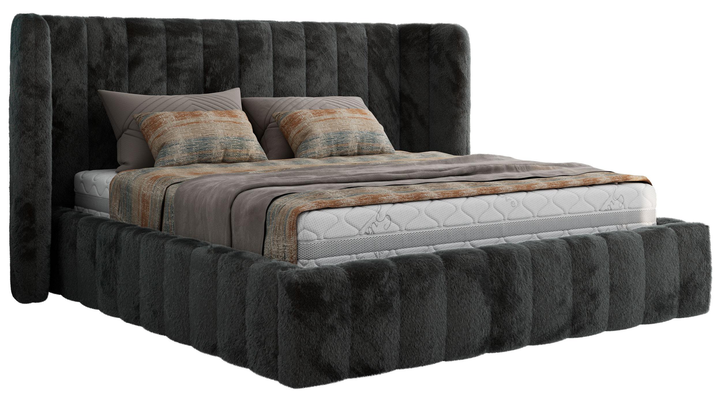 wohnli-moebel-suche-800001438534 Wohnli Möbelsuche - POLSTERBETT GOLETTA CLASSIC 140/200 - Dunkelgrau Plüsch - Schaum-Matratze