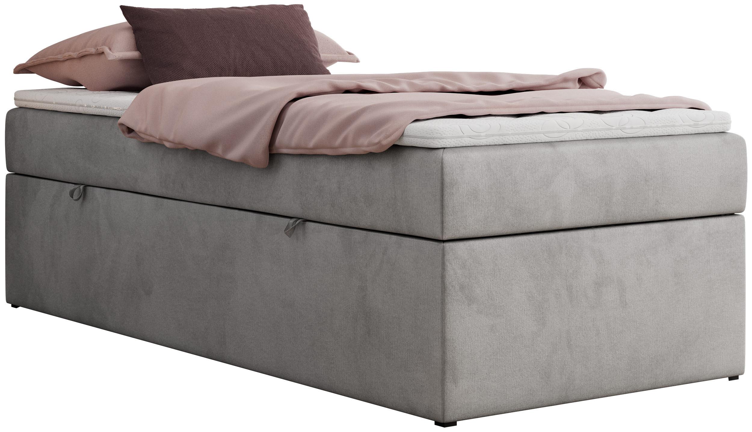 wohnli-moebel-suche-800001438806 Wohnli Möbelsuche - BOXBETT ZERO 90/200 - Hellgrau Velvet - H4 - Topper T25