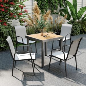 wohnli-moebel-suche-800001440018-1 GARTENSTÜHLE 4er Set Metall Netzstoff Hellgrau Metall Outsunny Garten & Outdoor > Gartenmöbel > Gartenstühle Grau