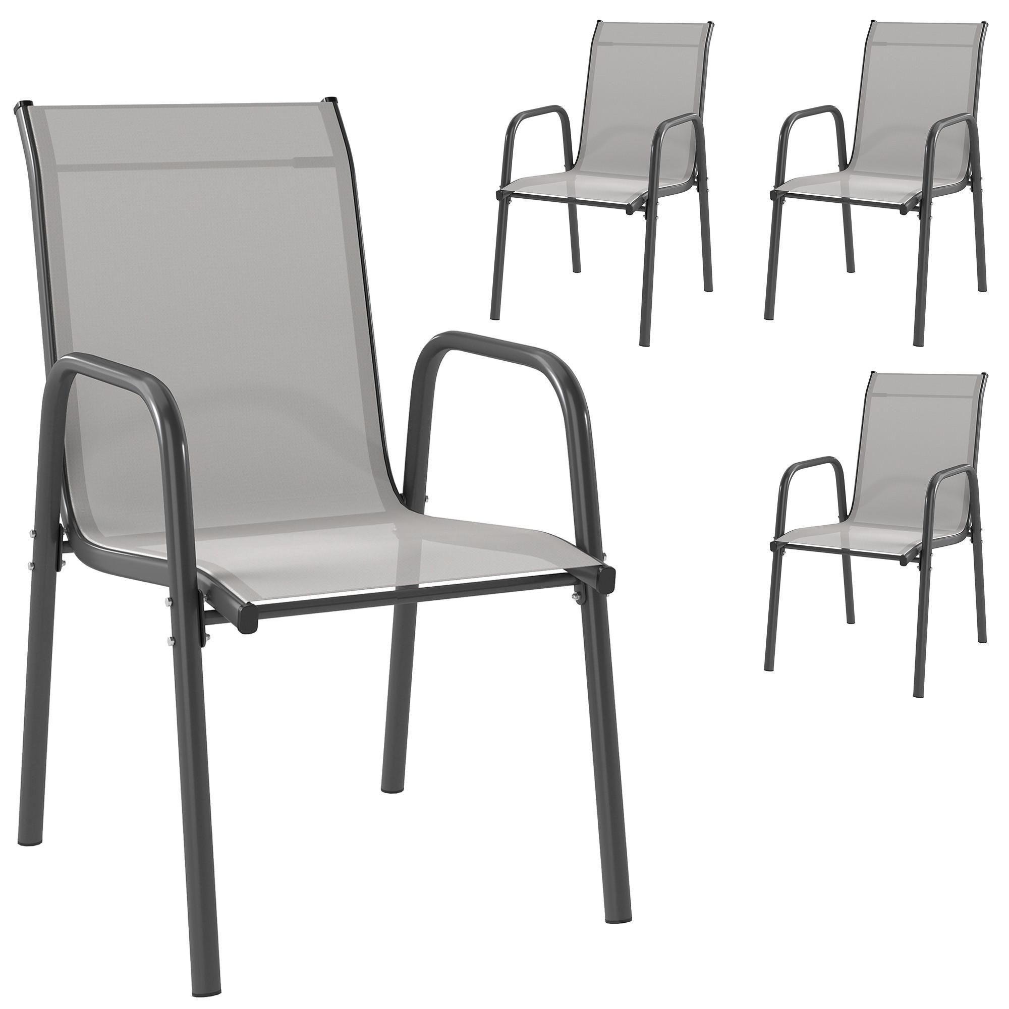 wohnli-moebel-suche-800001440018 Wohnli Möbelsuche - GARTENSTÜHLE 4er Set Metall Netzstoff Hellgrau