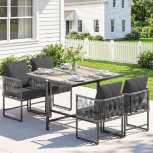 wohnli-moebel-suche-800001440022-1 OUTDOOR-ESSGRUPPE 5er Set Stahl Kunststoff Grau Metall Outsunny Garten & Outdoor > Gartenmöbel > Gartenmöbel-Sets Grau