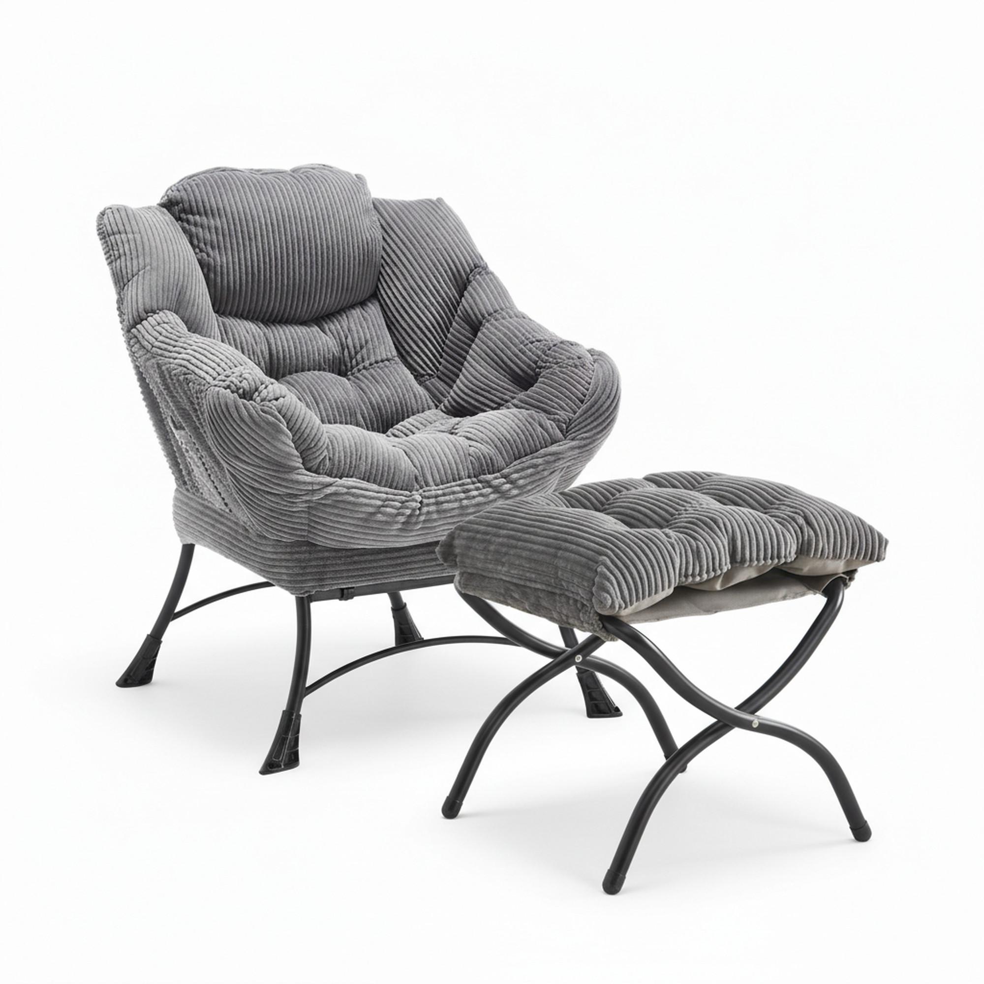 wohnli-moebel-suche-800001442602 Wohnli Möbelsuche - RELAXSESSEL moderner mit Fußhocker & Seitentasche – Gemütlicher Loungesessel in Grau für Wohnzimmer & Schlafzimmer