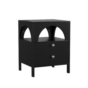 wohnli-moebel-suche-800001442897 Wohnli Möbelsuche - NACHTTISCH Schwarz 45 cm – Nachtkonsole mit 2 Schubladen & offenem Fach