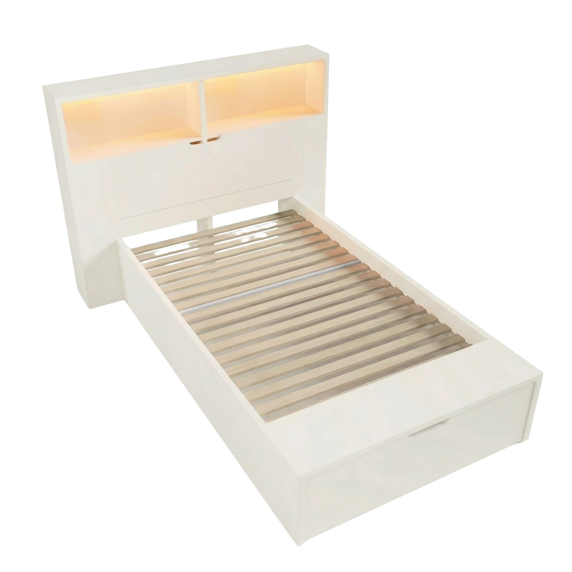 wohnli-moebel-suche-800001442908 Wohnli Möbelsuche - BETT 90x200 cm Weiß Multifunktions mit LED & USB
