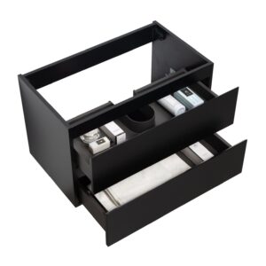wohnli-moebel-suche-800001447757-1 WASCHBECKENUNTERSCHRANK Angela 2 Schubladen Schwarz Matt - 80 x 48 x 50 cm Holz Badplaats Möbel > Schränke > Badezimmerschränke > Waschbeckenunterschränke Schwarz