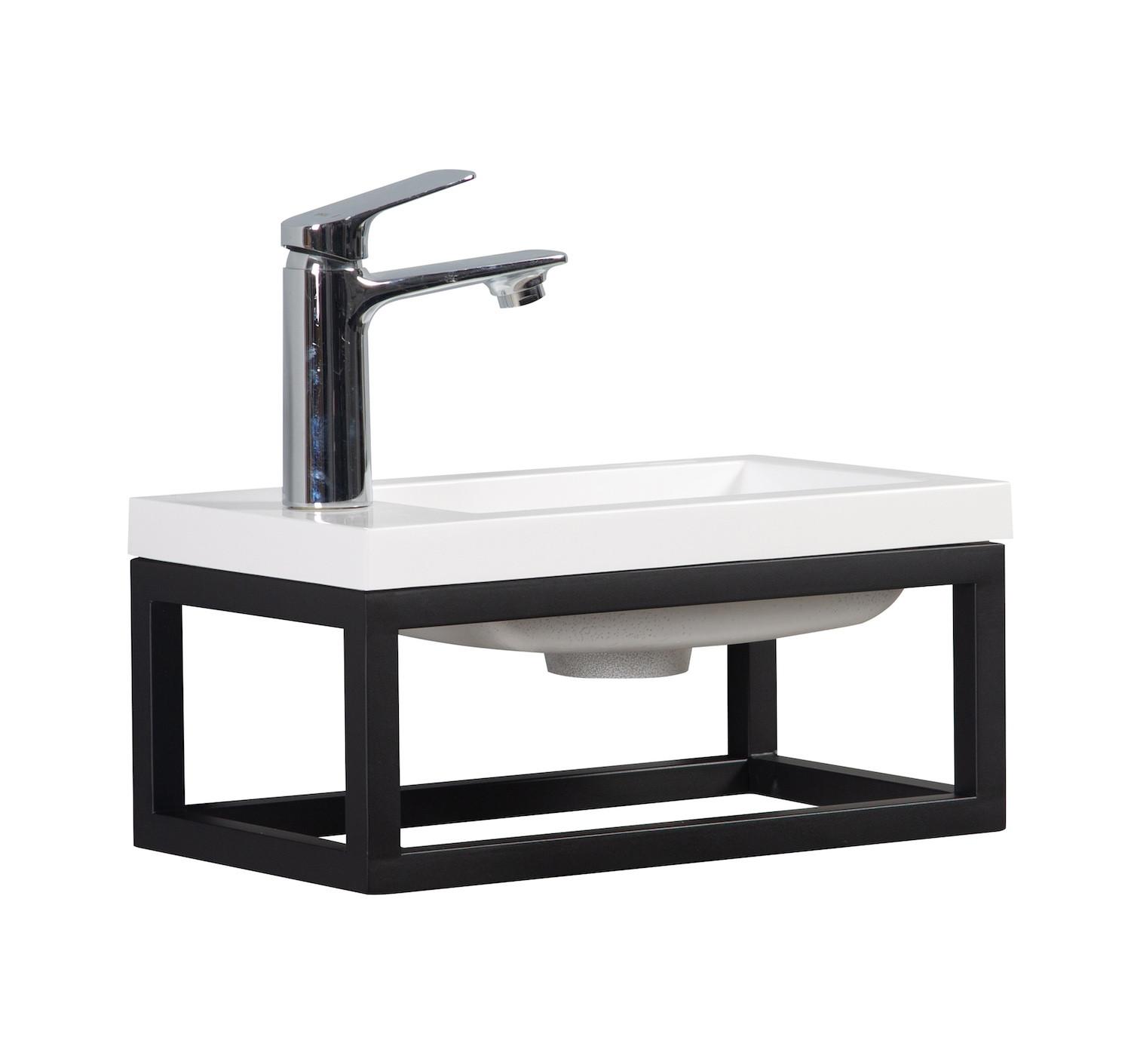 wohnli-moebel-suche-800001447766 Wohnli Möbelsuche - GÄSTE-WC Möbel Mesa 40 x 22 cm – Mattweiß mit schwarzem Metallgestell