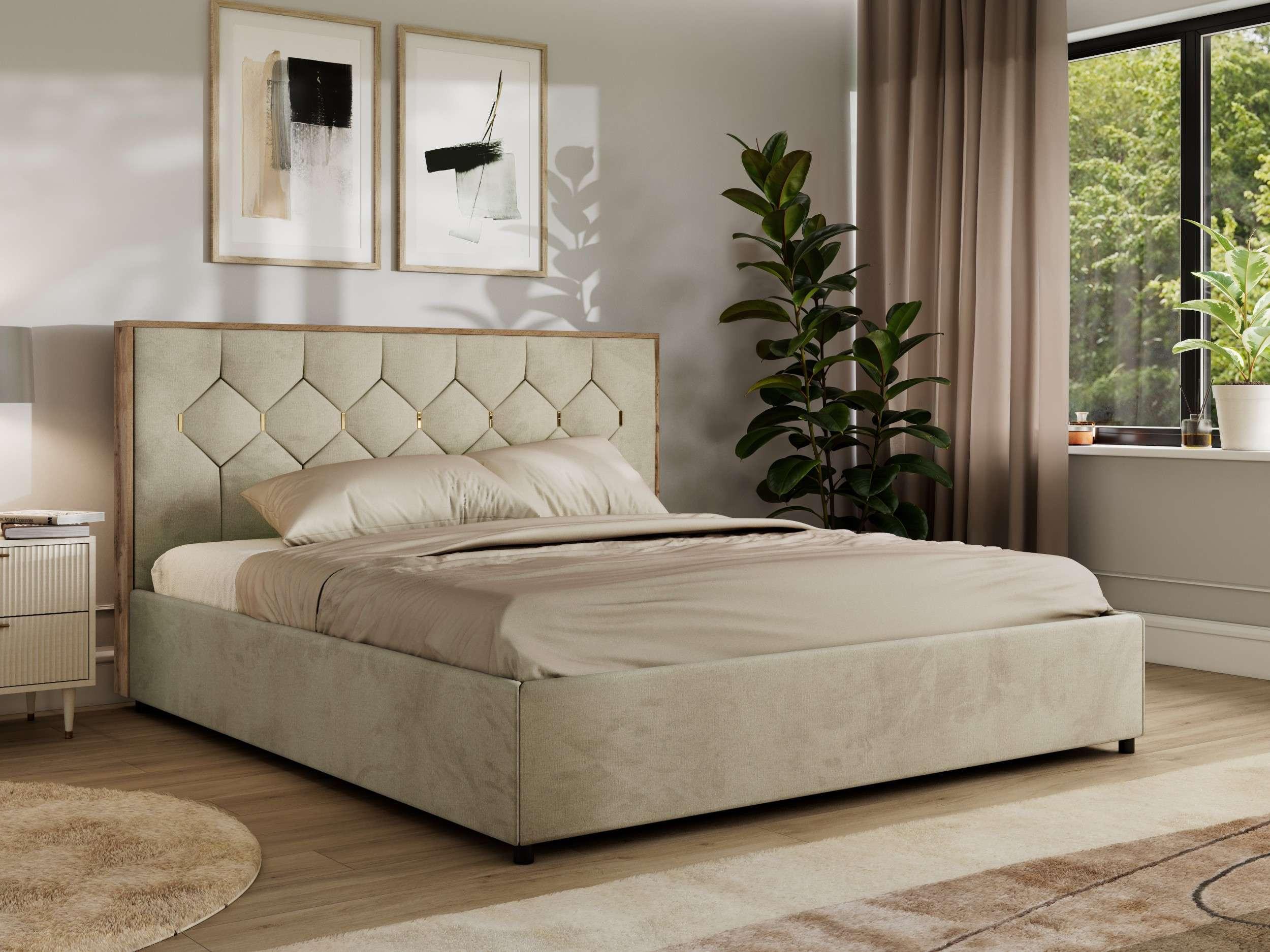 wohnli-moebel-suche-800001452022-1 POLSTERBETT LARINO CLASSIC 200/200 - Beige Velvet - ohne Matratze Textil MKS Möbel > Betten > Polsterbetten Beige