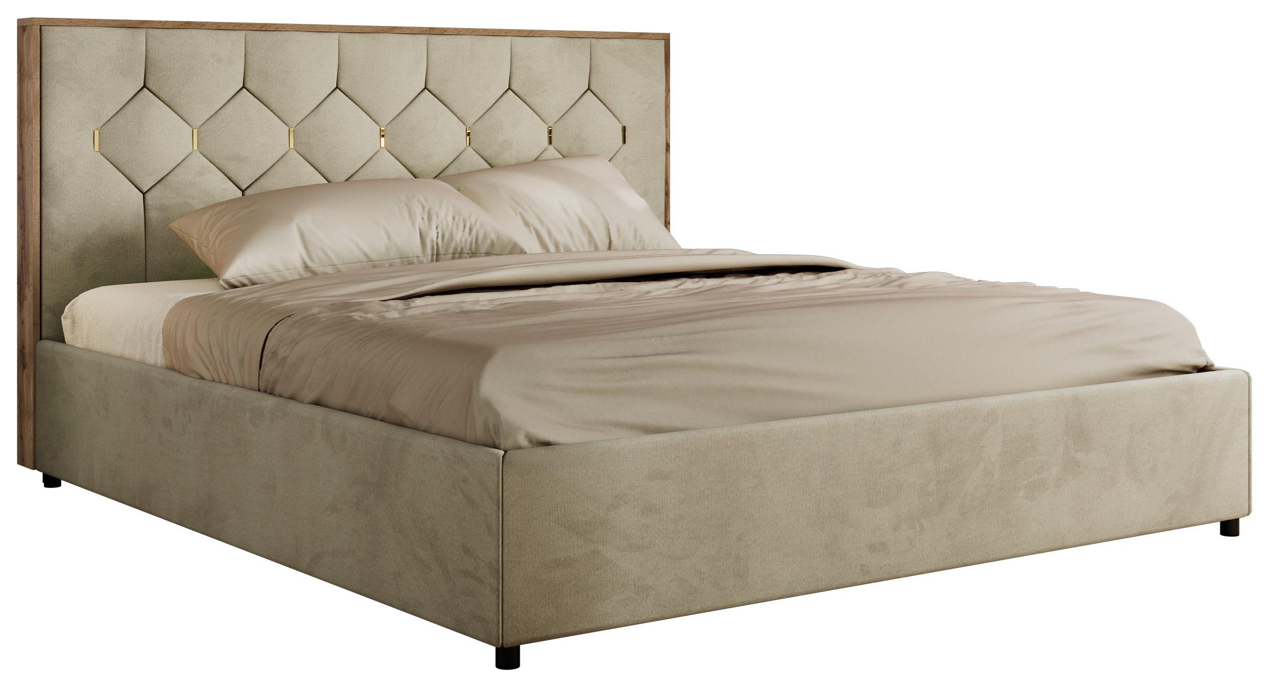 Wohnli Möbelsuche - POLSTERBETT LARINO CLASSIC 160/200 - Beige Velvet - Schaum-Matratze