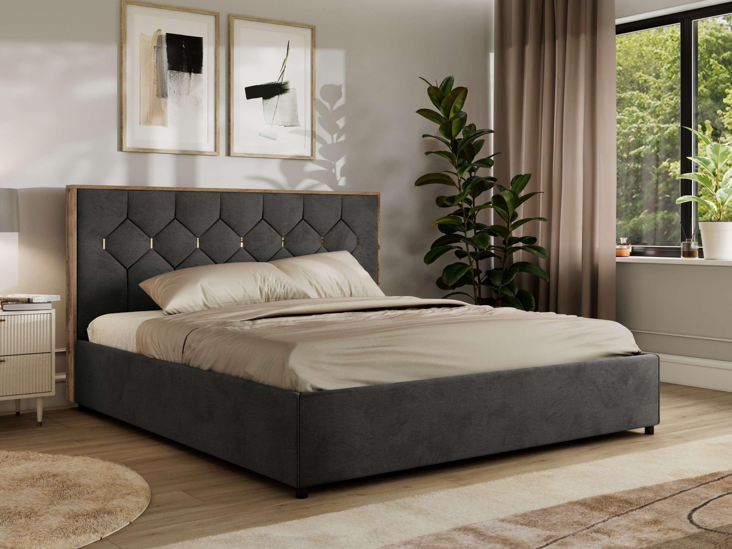 wohnli-moebel-suche-800001452073-1 POLSTERBETT LARINO CLASSIC 160/200 - Dunkelgrau Velvet - Pocket Matratze Textil MKS Möbel > Betten > Polsterbetten Grau