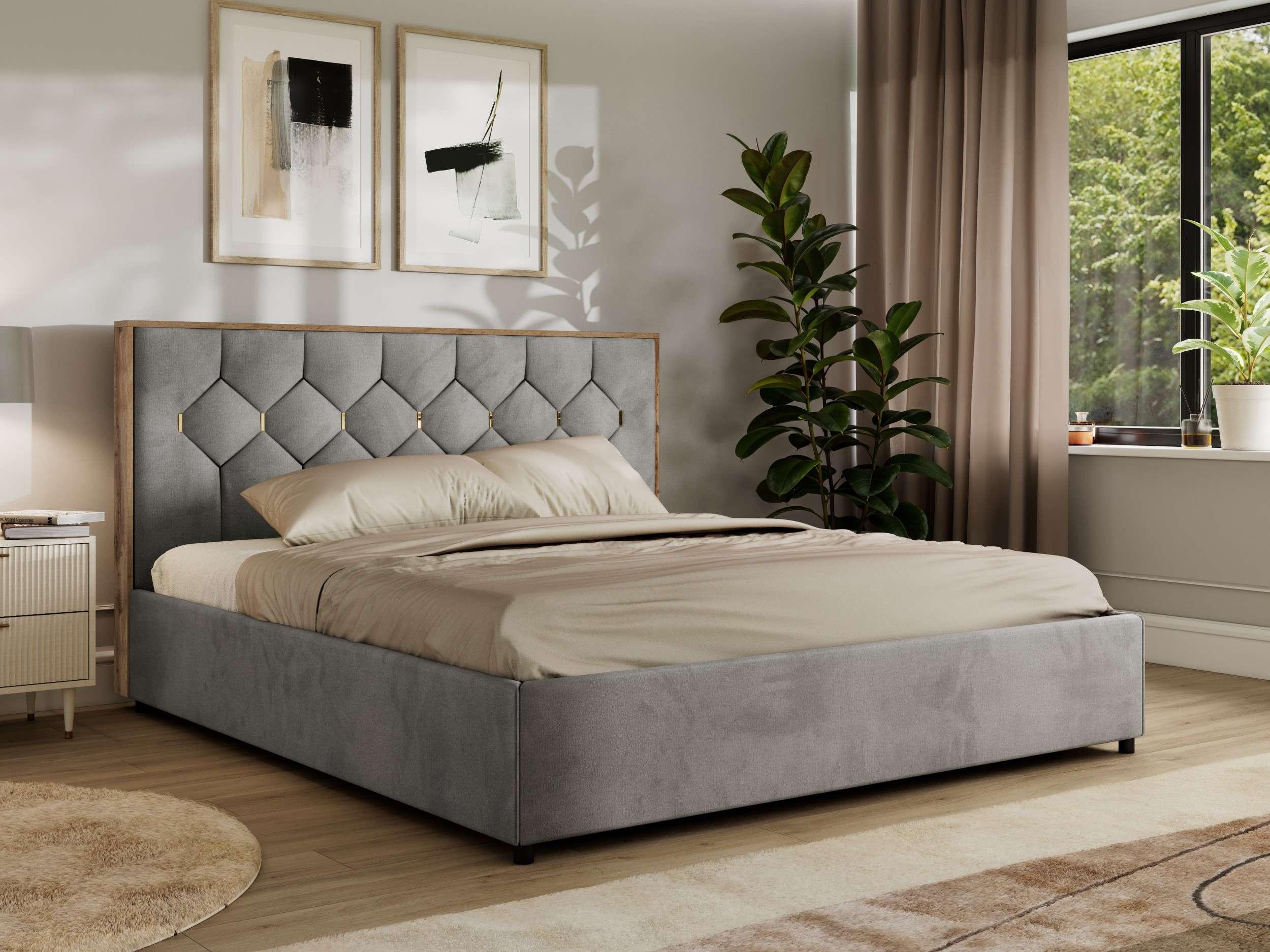 wohnli-moebel-suche-800001452087-1 POLSTERBETT LARINO CLASSIC 140/200 - Hellgrau Velvet - Multipocket-Matratze Textil MKS Möbel > Betten > Polsterbetten Grau
