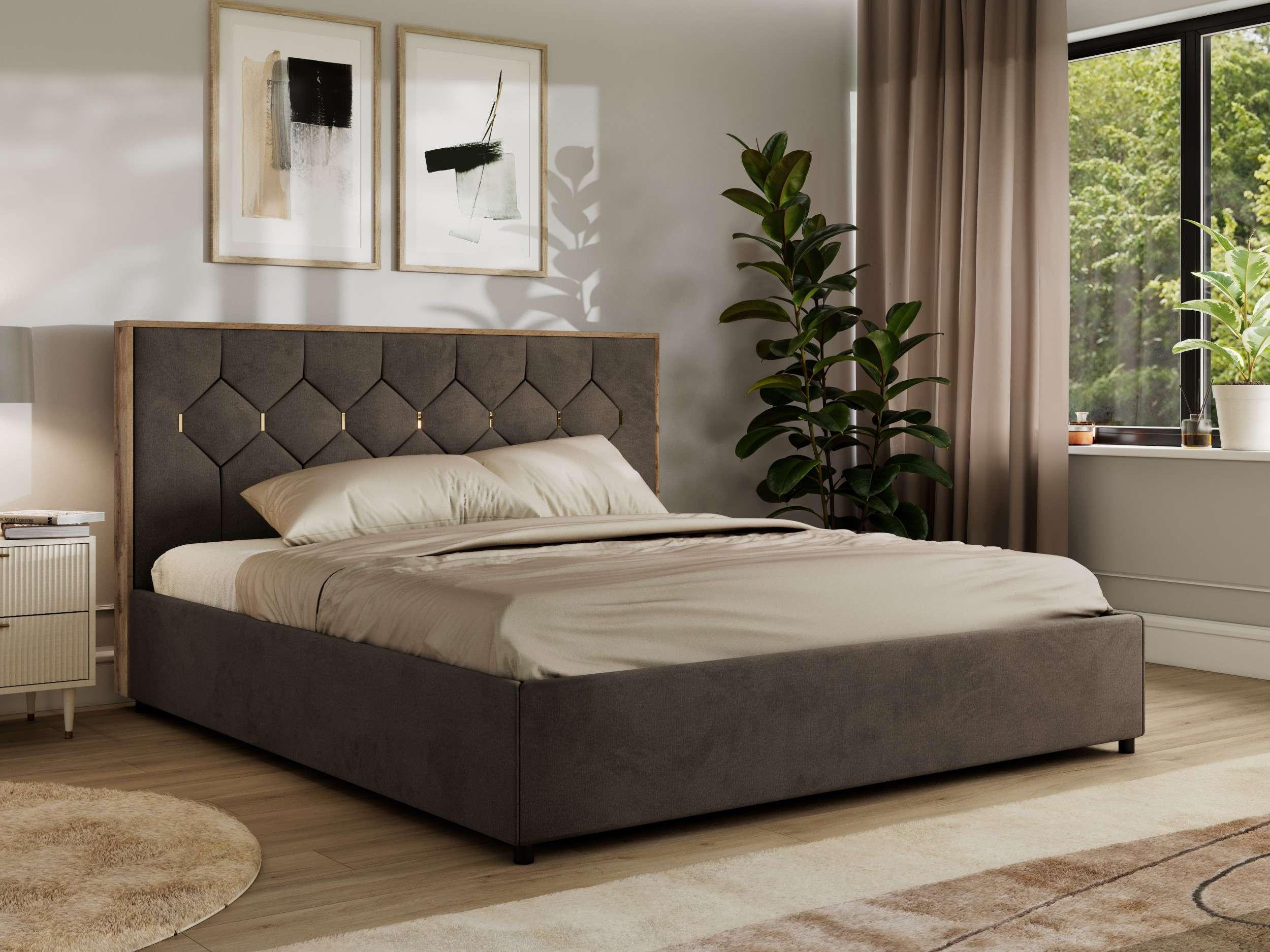 wohnli-moebel-suche-800001452148-1 POLSTERBETT LARINO CLASSIC 200/200 - Braun Velvet - ohne Matratze Textil MKS Möbel > Betten > Polsterbetten Braun