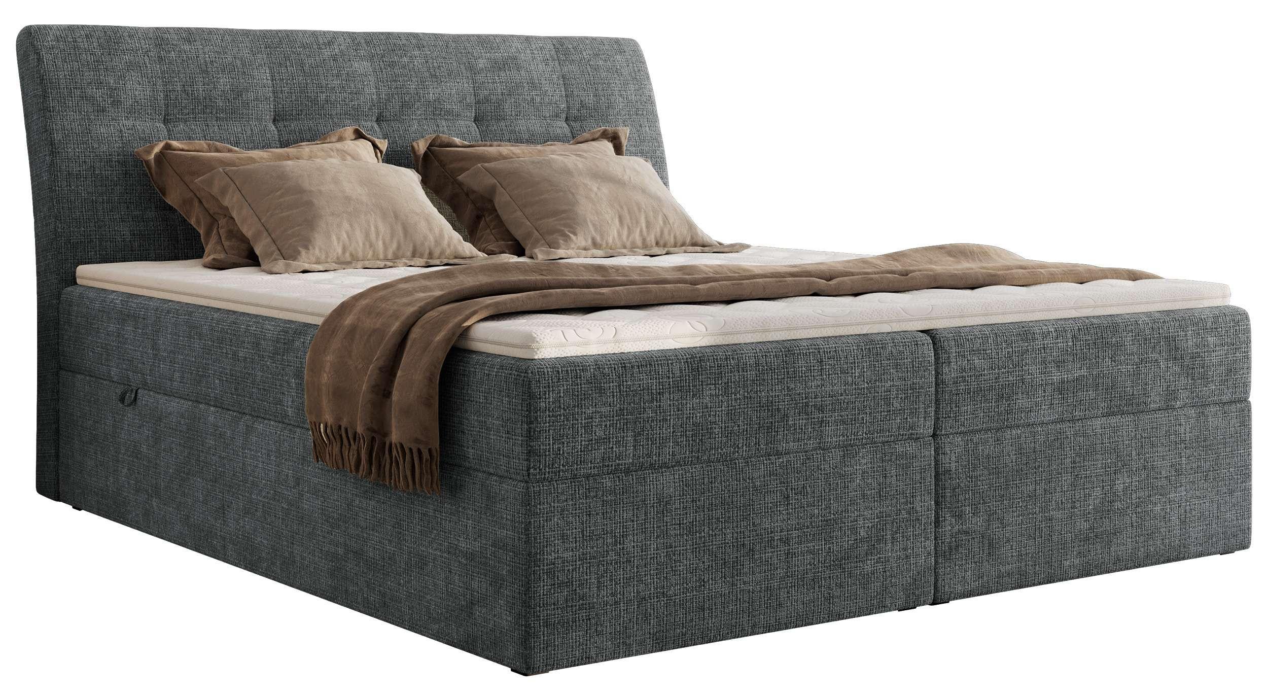 wohnli-moebel-suche-800001452177 Wohnli Möbelsuche - BOXBETT DAGOS 120/200 - Grau Schenille grob gewebt - H4 - Topper Visco