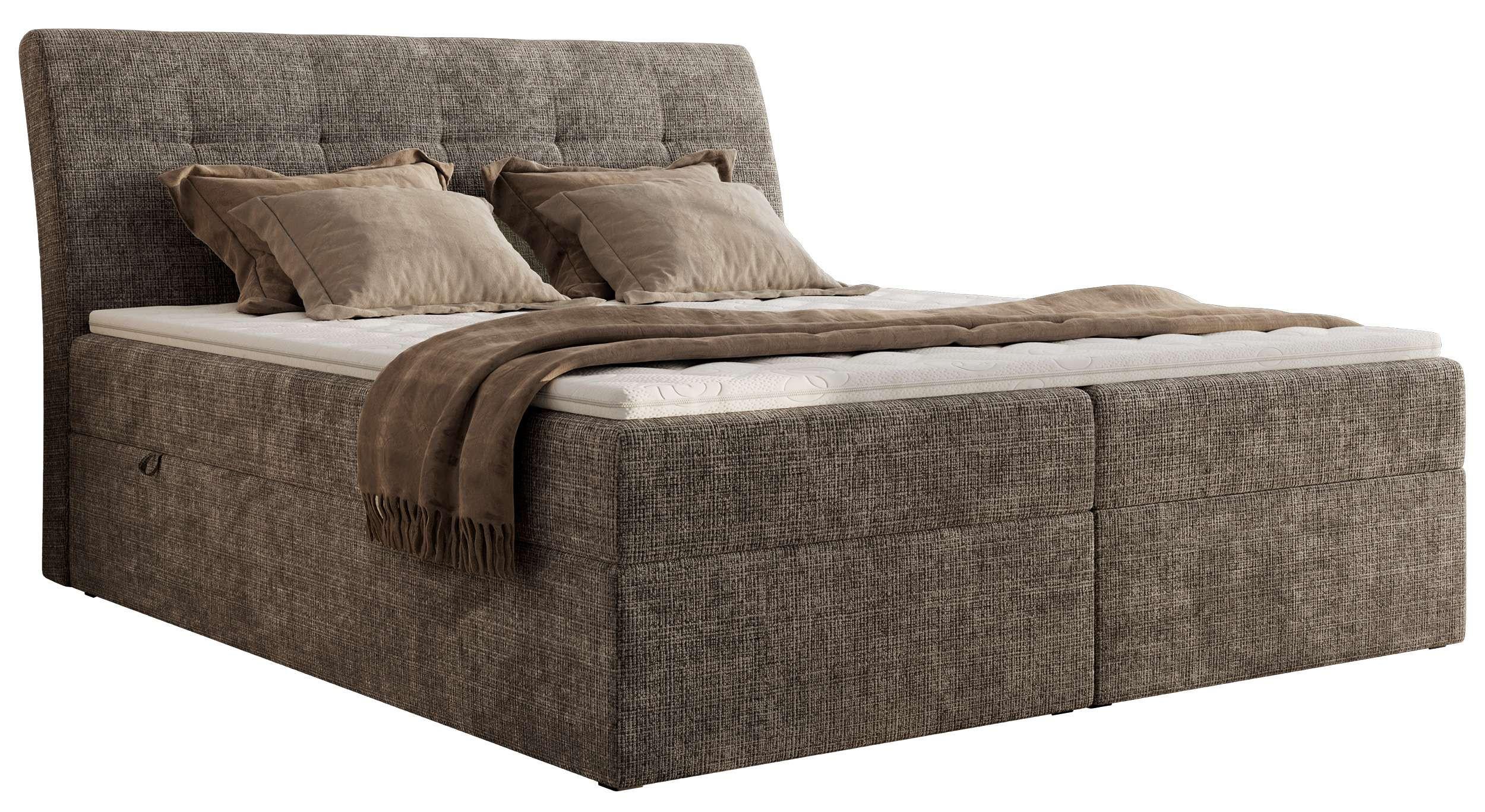 wohnli-moebel-suche-800001452299 Wohnli Möbelsuche - BOXBETT DAGOS 120/200 - Braun Schenille grob gewebt - H4 - Topper T25