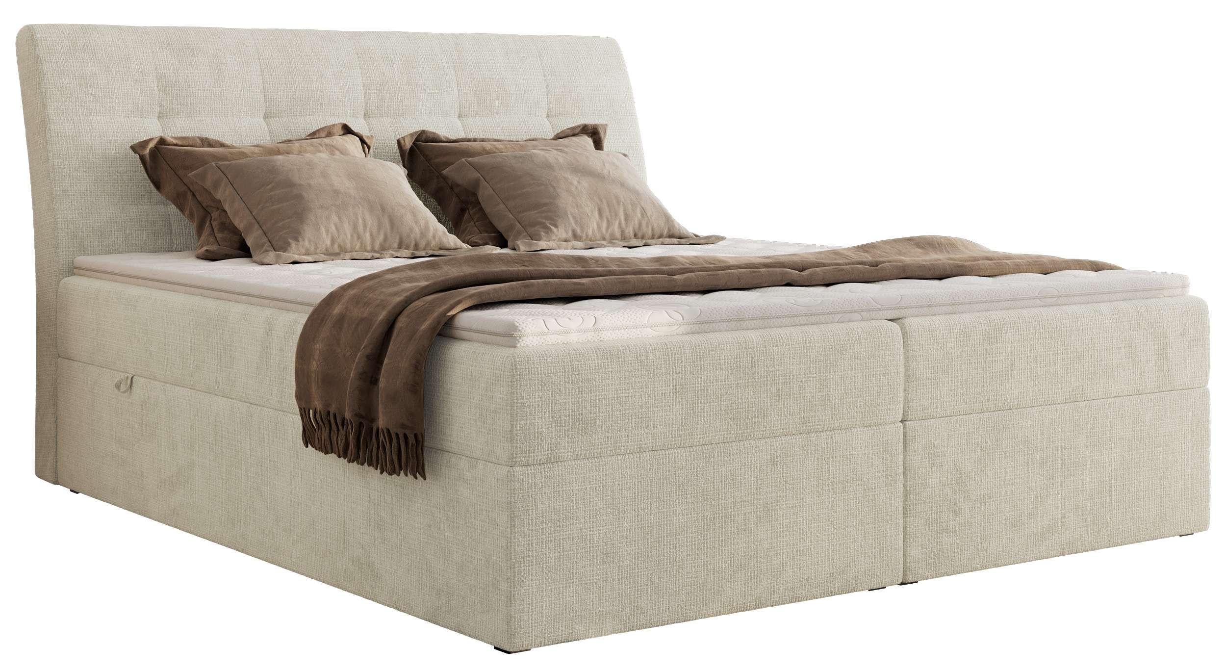 wohnli-moebel-suche-800001452307 Wohnli Möbelsuche - BOXBETT DAGOS 140/200 - Creme Schenille grob gewebt - H3 - Topper T25