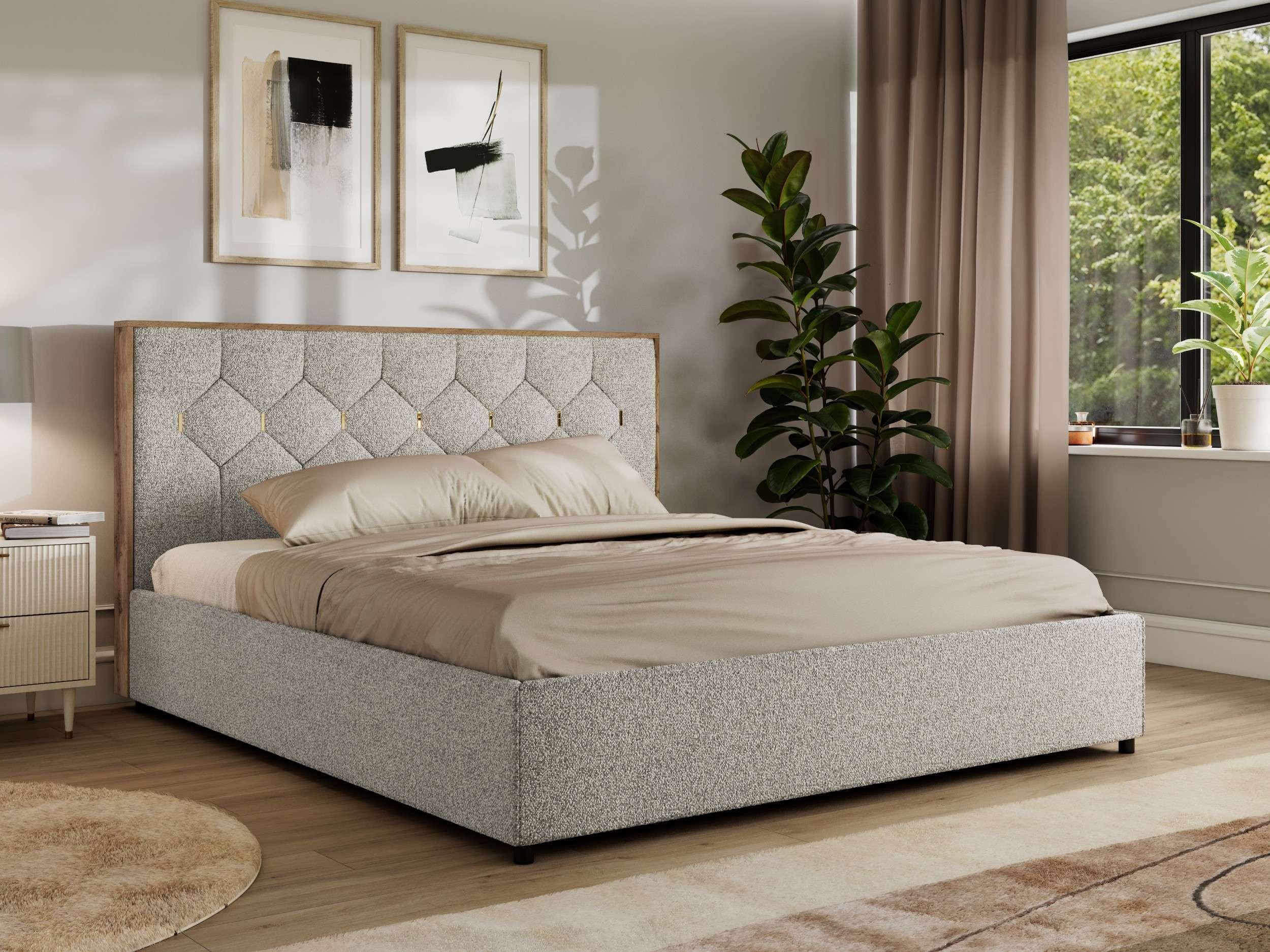 wohnli-moebel-suche-800001452313-1 POLSTERBETT LARINO CLASSIC 180/200 - Hellgrau Strukture - Multipocket-Matratze Textil MKS Möbel > Betten > Polsterbetten Grau