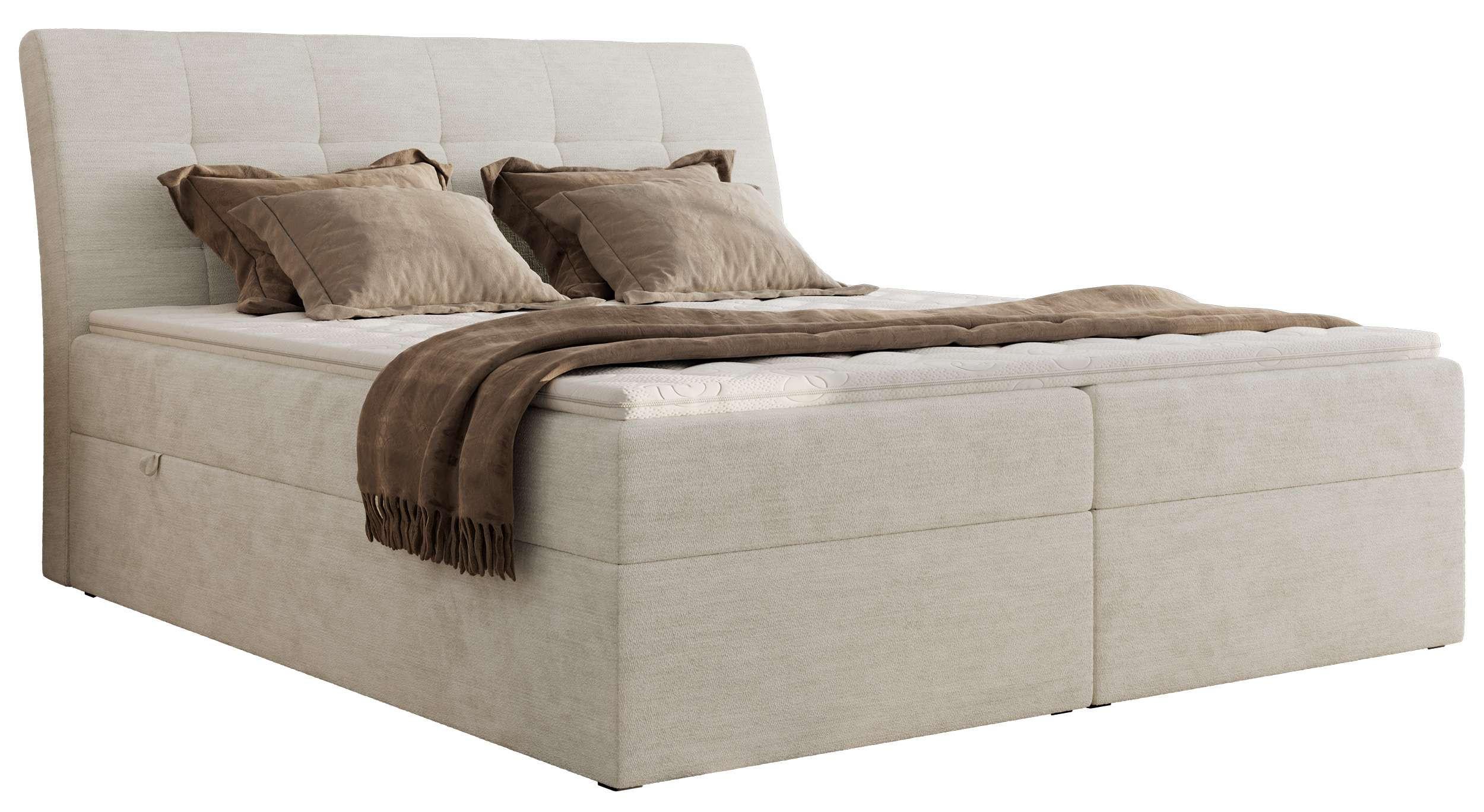wohnli-moebel-suche-800001452332 Wohnli Möbelsuche - BOXBETT DAGOS 120/200 - Creme Schenille glatt - H3 - Topper T25