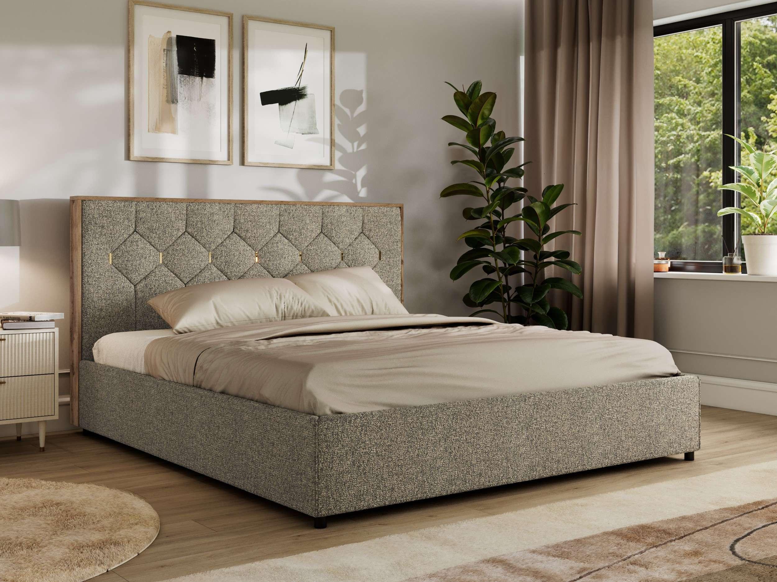 wohnli-moebel-suche-800001452372-1 POLSTERBETT LARINO CLASSIC 180/200 - Grau Strukture - Schaum-Matratze Textil MKS Möbel > Betten > Polsterbetten Grau
