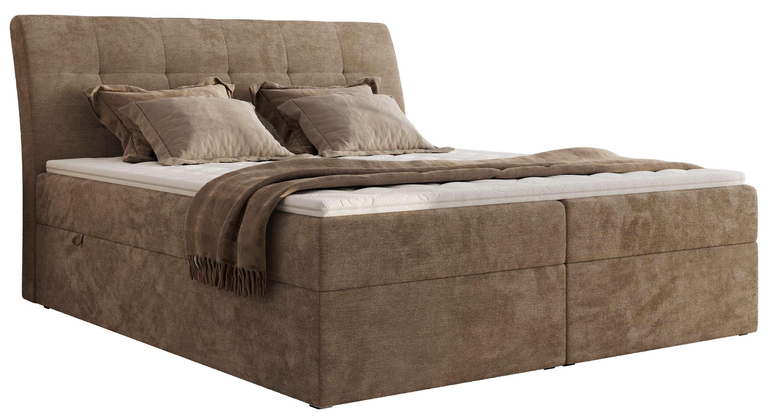 wohnli-moebel-suche-800001452383 Wohnli Möbelsuche - BOXBETT DAGOS 120/200 - Braun Schenille glatt - H3 - Topper Visco