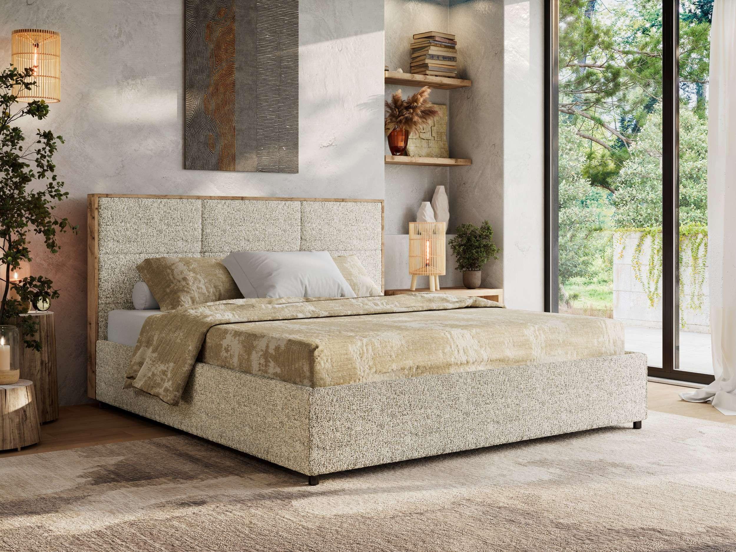 wohnli-moebel-suche-800001452508-1 POLSTERBETT LERIO CLASSIC 180/200 - Beige Strukture - Multipocket-Matratze Textil MKS Möbel > Betten > Polsterbetten Beige