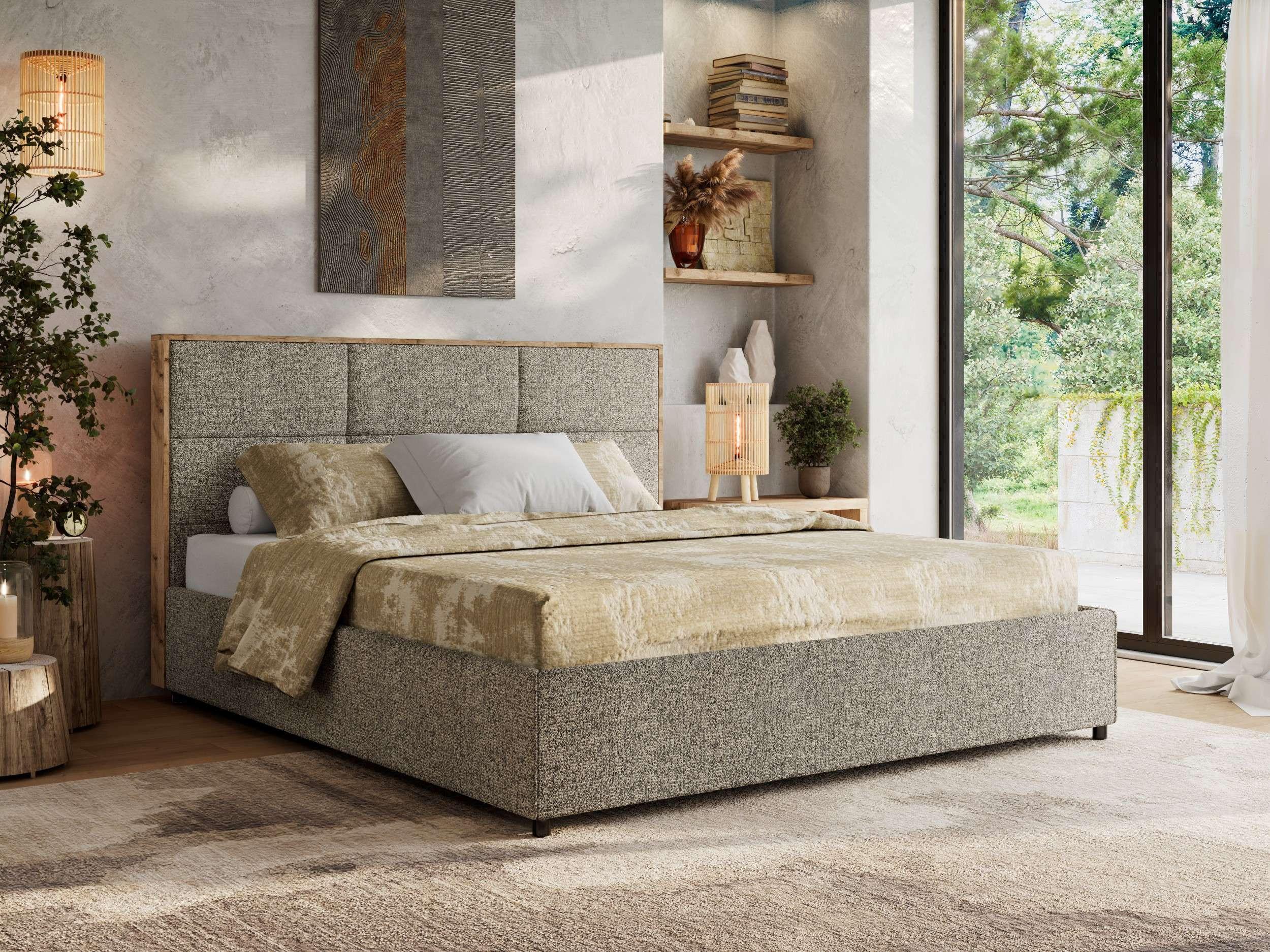 wohnli-moebel-suche-800001452515-1 POLSTERBETT LERIO CLASSIC 200/200 - Grau Strukture - Pocket-Matratze Textil MKS Möbel > Betten > Polsterbetten Grau
