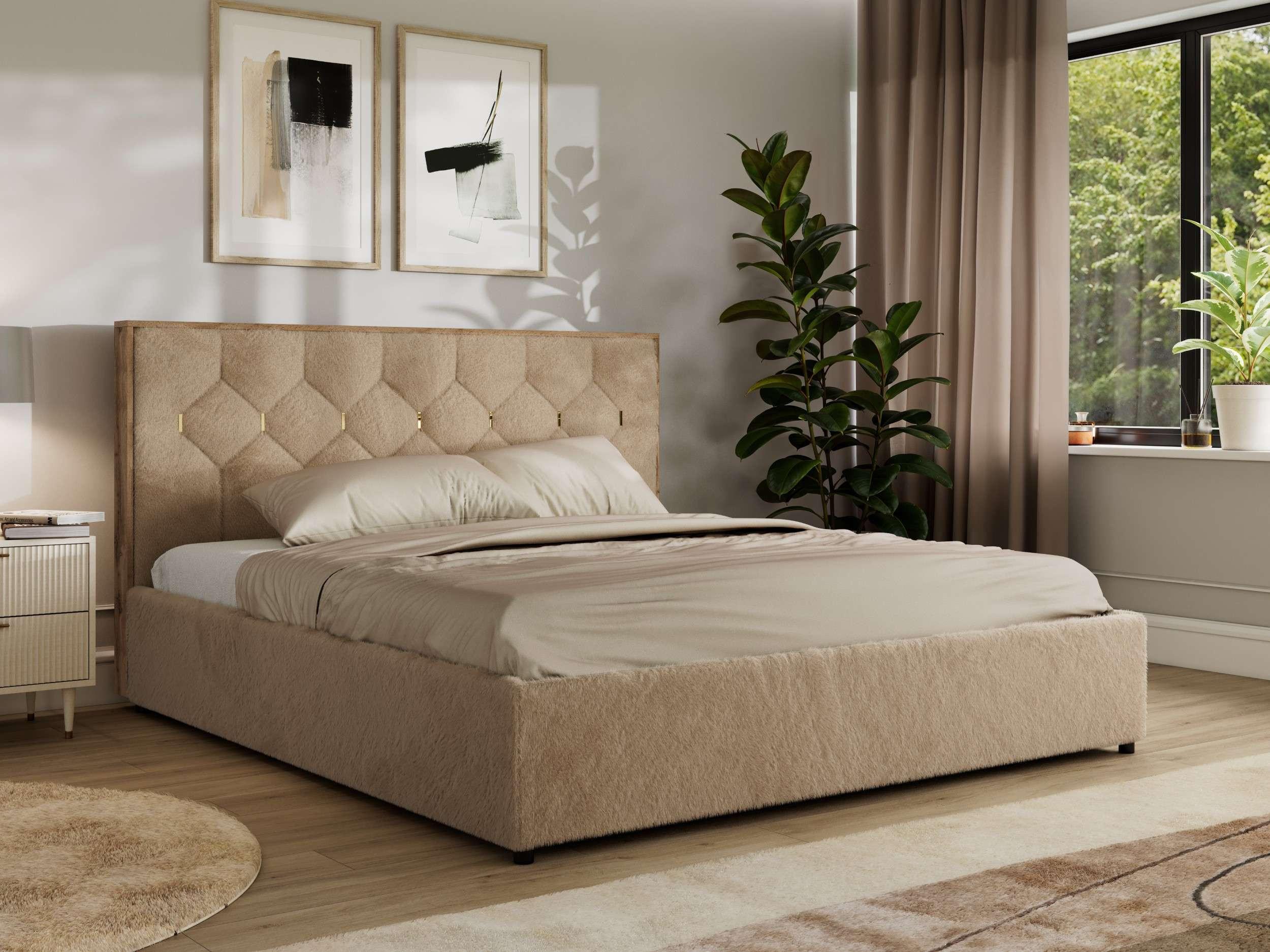 wohnli-moebel-suche-800001452642-1 POLSTERBETT LARINO CLASSIC 180/200 - Beige Plüsch - Pocket Matratze Textil MKS Möbel > Betten > Polsterbetten Beige