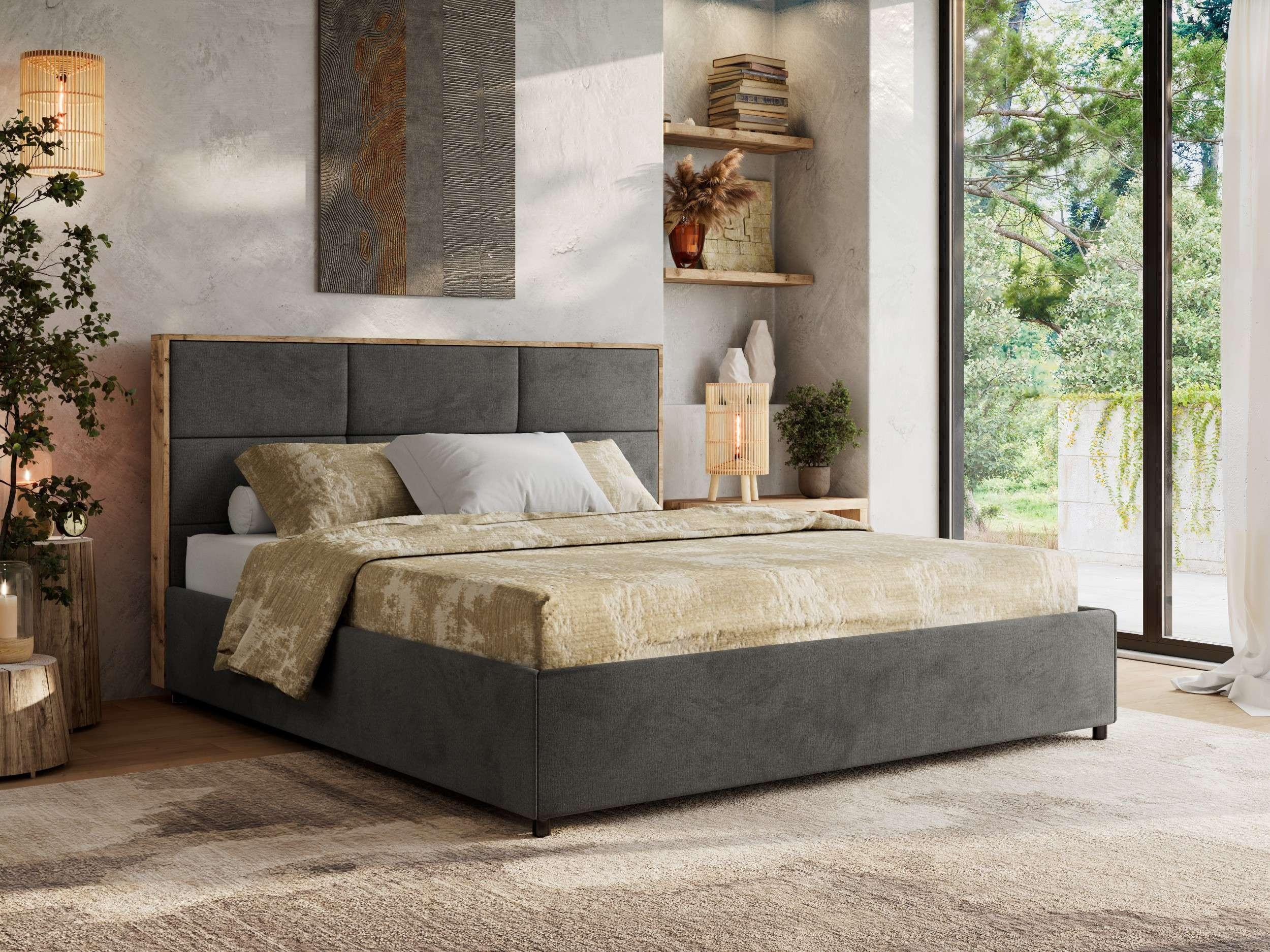 wohnli-moebel-suche-800001452649-1 POLSTERBETT LERIO CLASSIC 200/200 - Dunkelgrau Velvet - ohne Matratze Textil MKS Möbel > Betten > Polsterbetten Grau