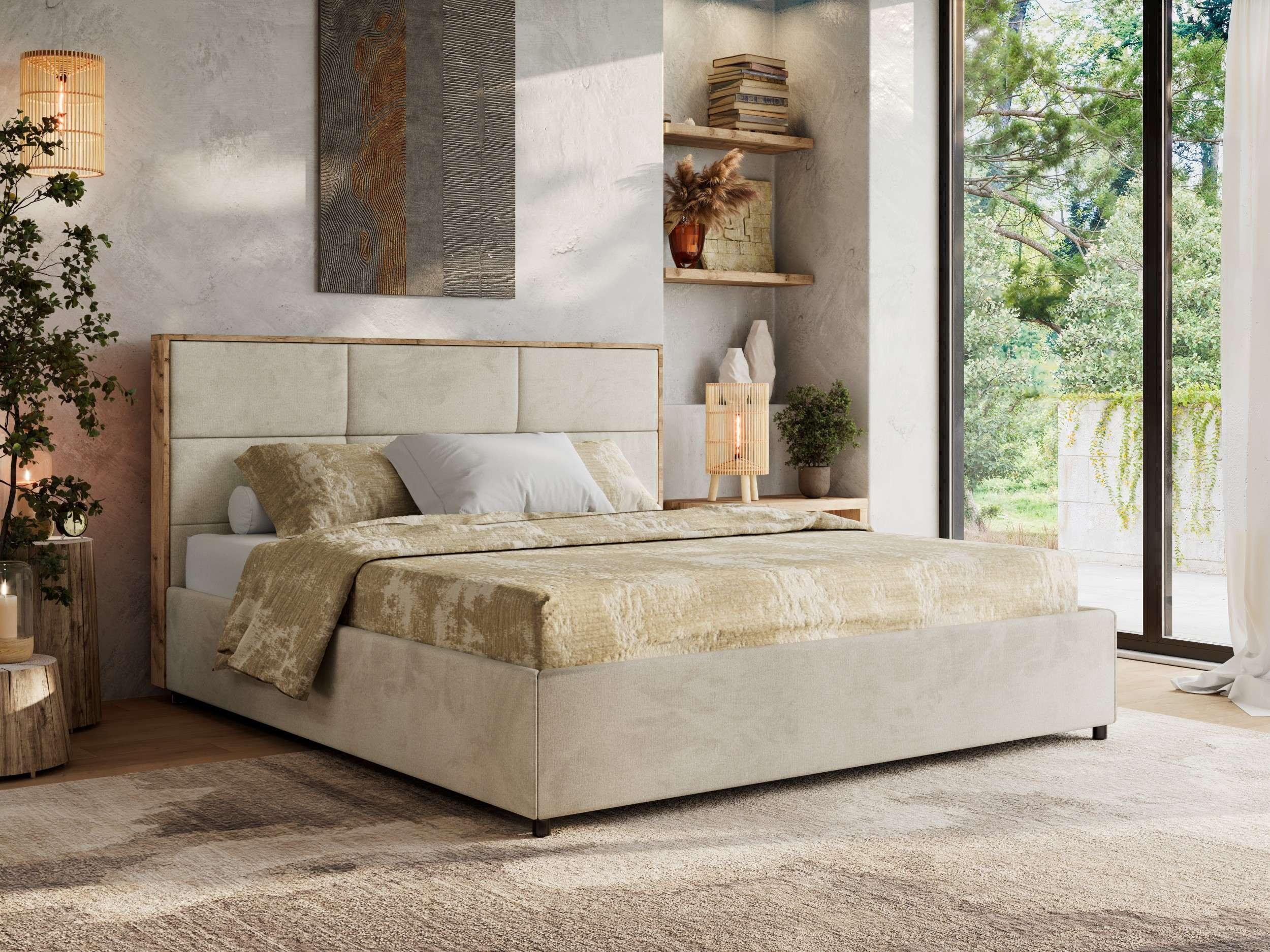 wohnli-moebel-suche-800001452666-1 POLSTERBETT LERIO CLASSIC 180/200 - Beige Velvet - Pocket-Matratze Textil MKS Möbel > Betten > Polsterbetten Beige