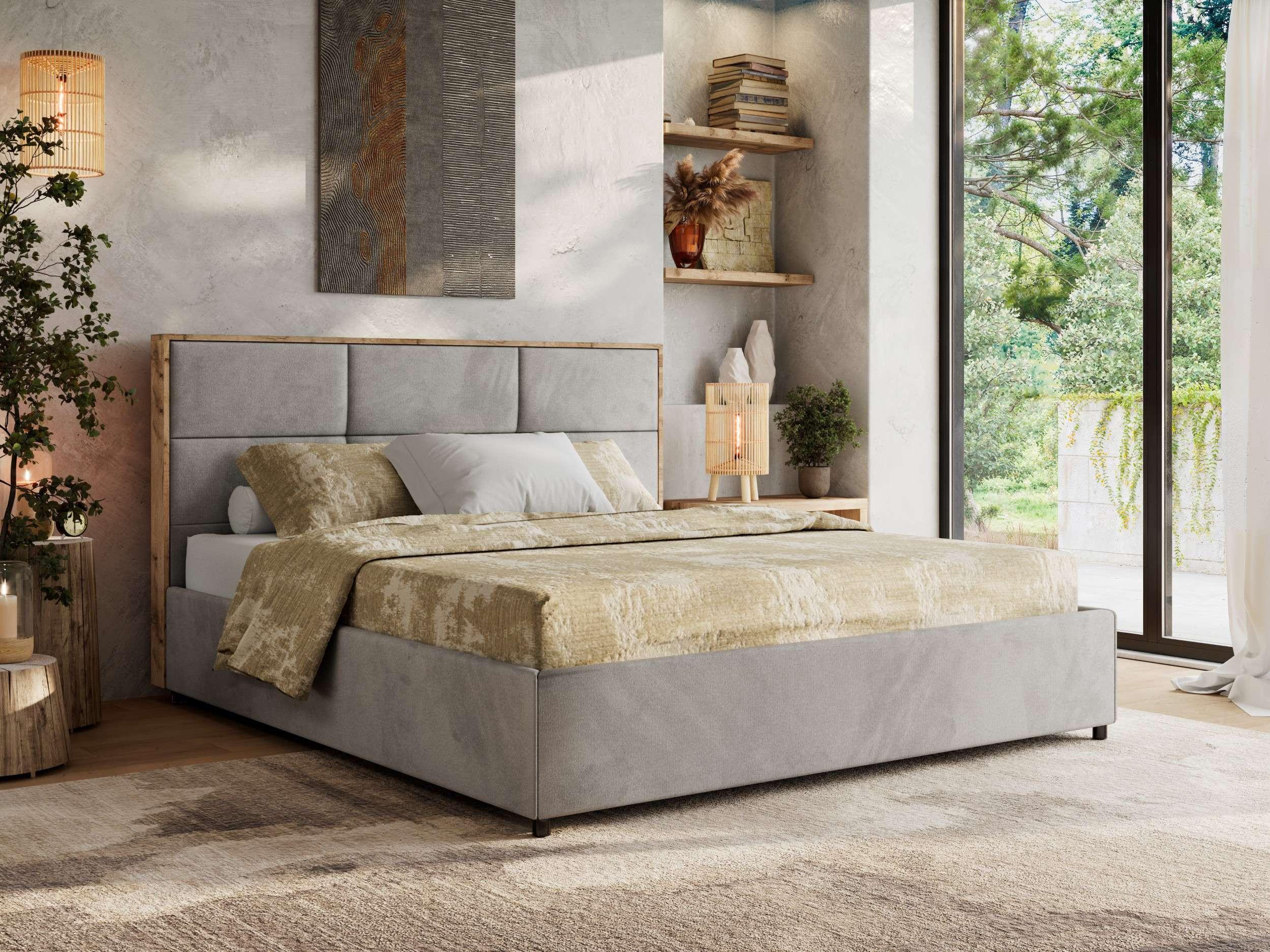 wohnli-moebel-suche-800001452670-1 POLSTERBETT LERIO CLASSIC 180/200 - Hellgrau Velvet - Multipocket-Matratze Textil MKS Möbel > Betten > Polsterbetten Grau