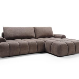 Wohnli Möbelsuche - ECKSOFA GARDA Braun Plüsch-Stoff mit Schlaffunktion