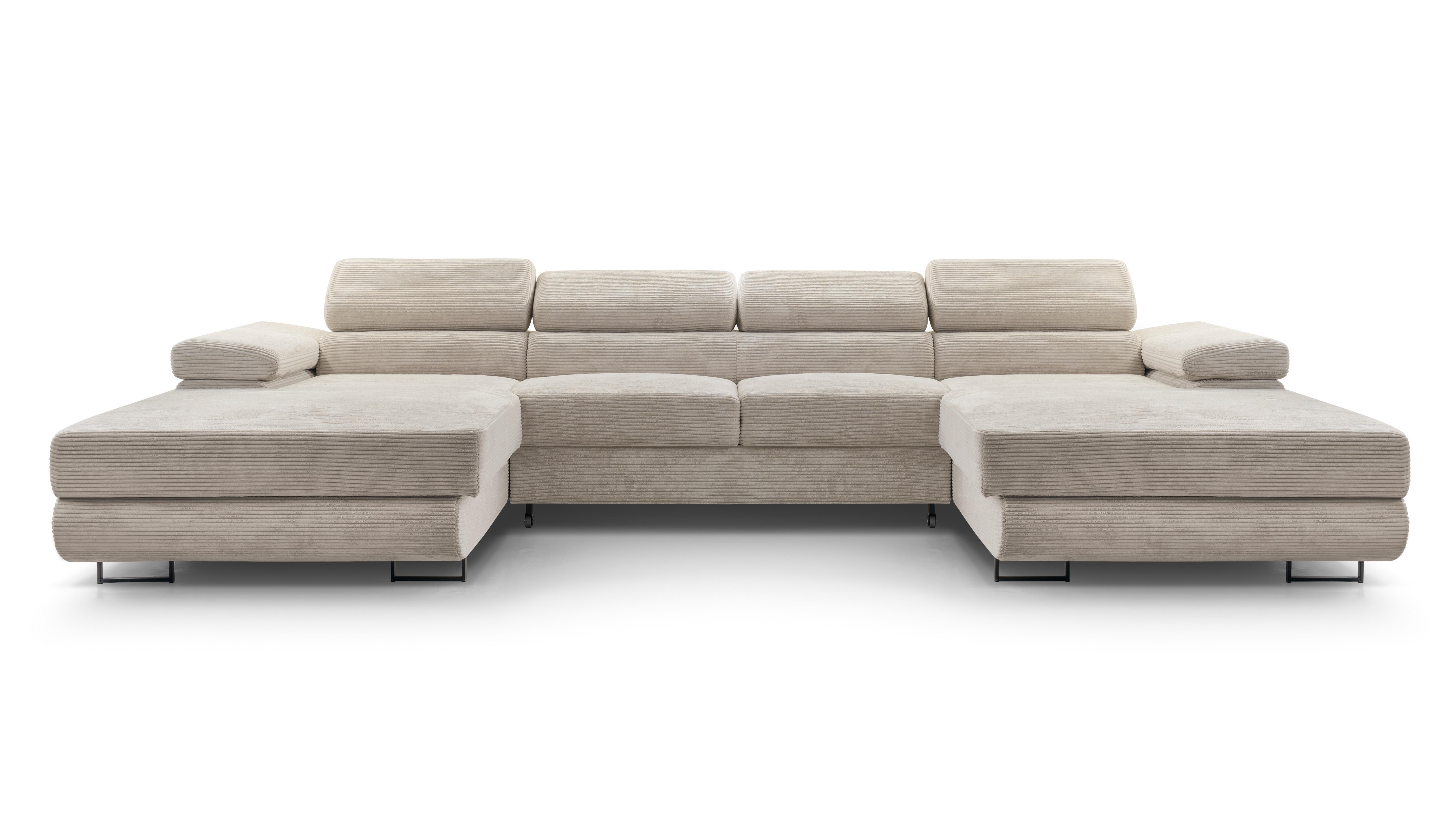 Wohnli Möbelsuche - WOHNLANDSCHAFT GIULIO Beige Velours-Stoff mit Schlaffunktion