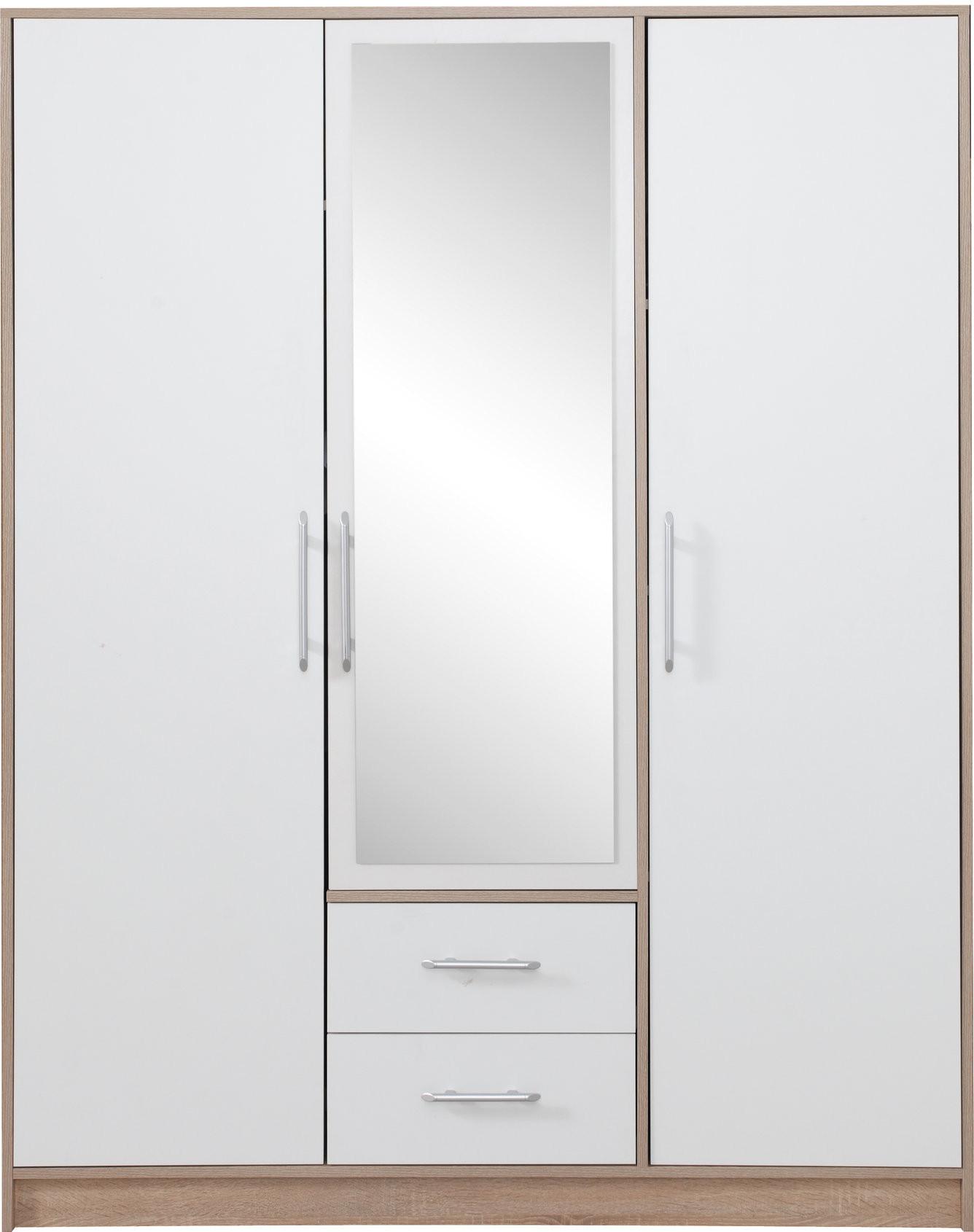 wohnli-moebel-suche-800001454241 Wohnli Möbelsuche - DREHTÜRENSCHRANK VANO 150/190/56cm 3-türig mit Spiegel Weiß