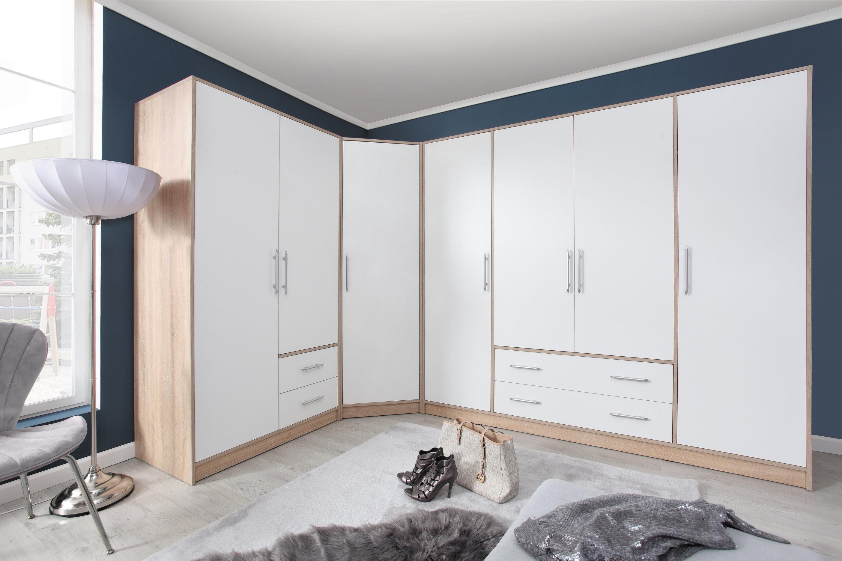 DREHTÜRENSCHRANK VANO 150/190/56cm 3-türig Weiß Holzwerkstoff MASSENO Möbel > Schränke > Kleiderschränke > Drehtürenschränke Weiß